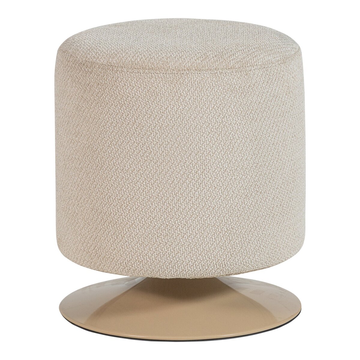 Polsterhocker Islen - Bouclé-Stoff Beige, mit Drehfuß