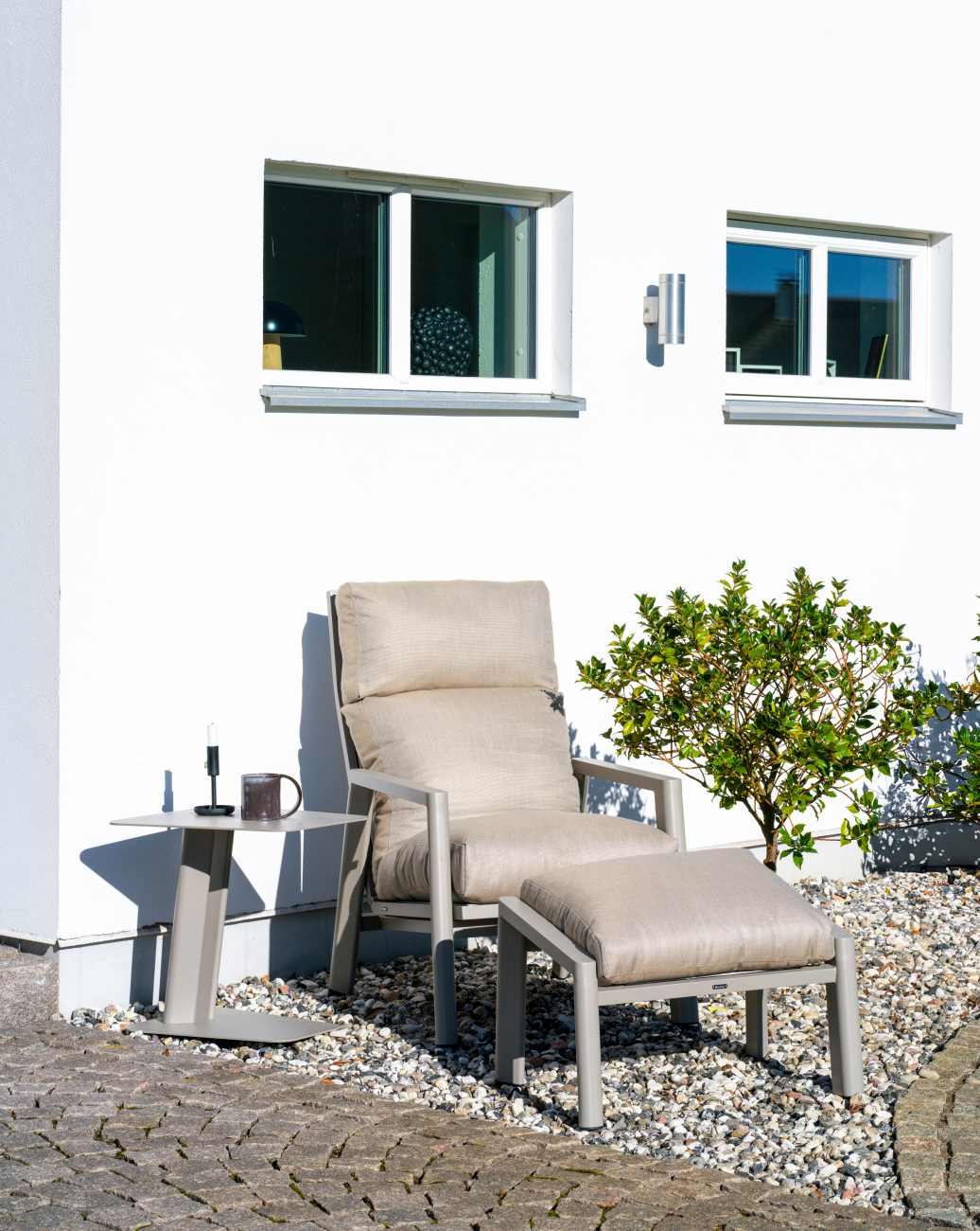 Gartensessel Slide mit verstellbarer Rückenlehne, Taupe / Beige