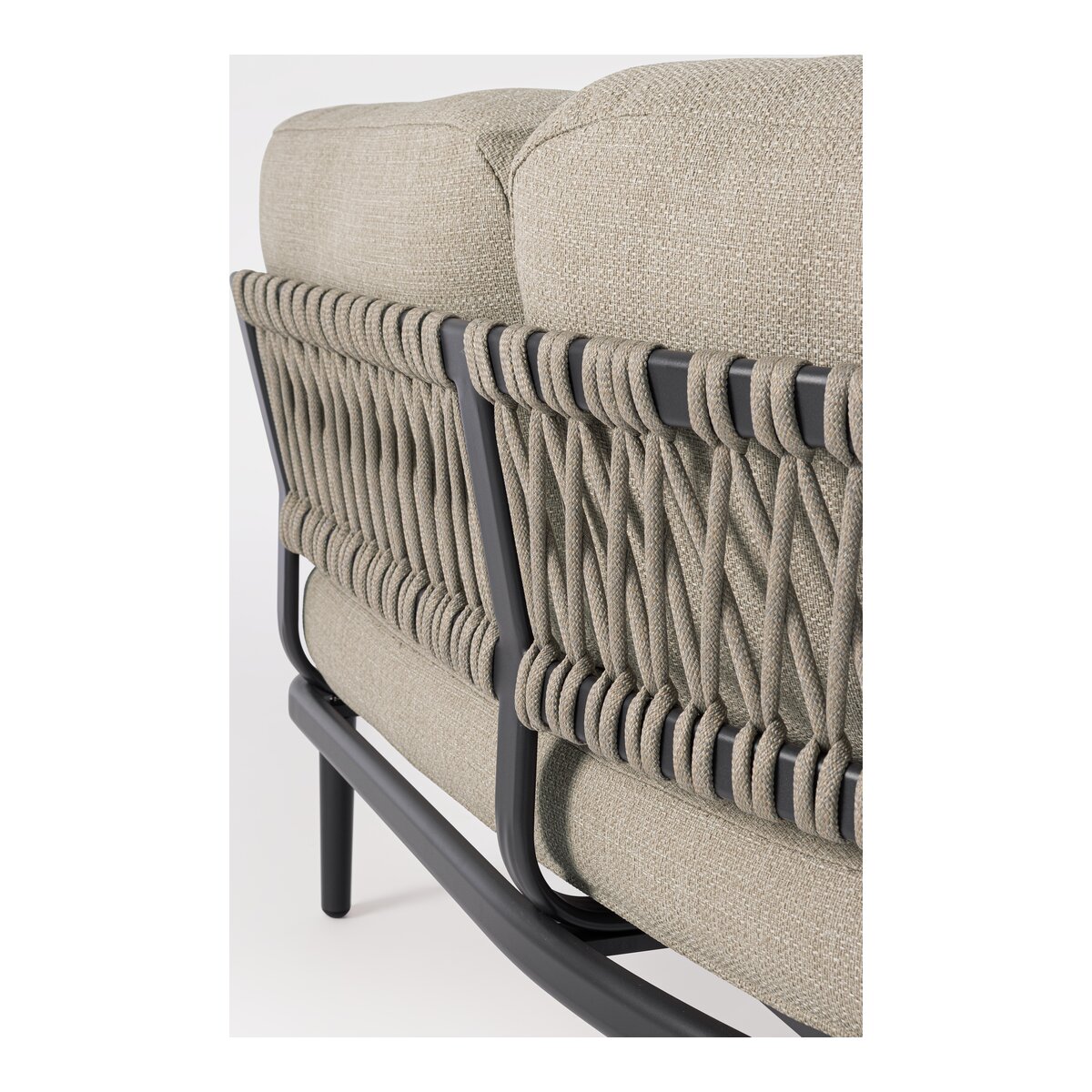 Gartenecksofa Helios - Aluminium, Seilgeflecht, Olefin-Stoff, Anthrazit
