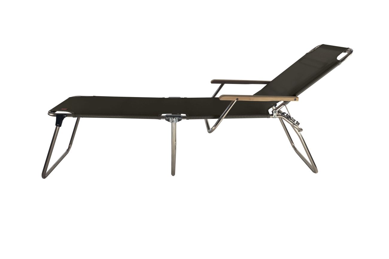 Dreibeinliege Amigo 40+ aus Aluminium mit Armlehne, Schwarz