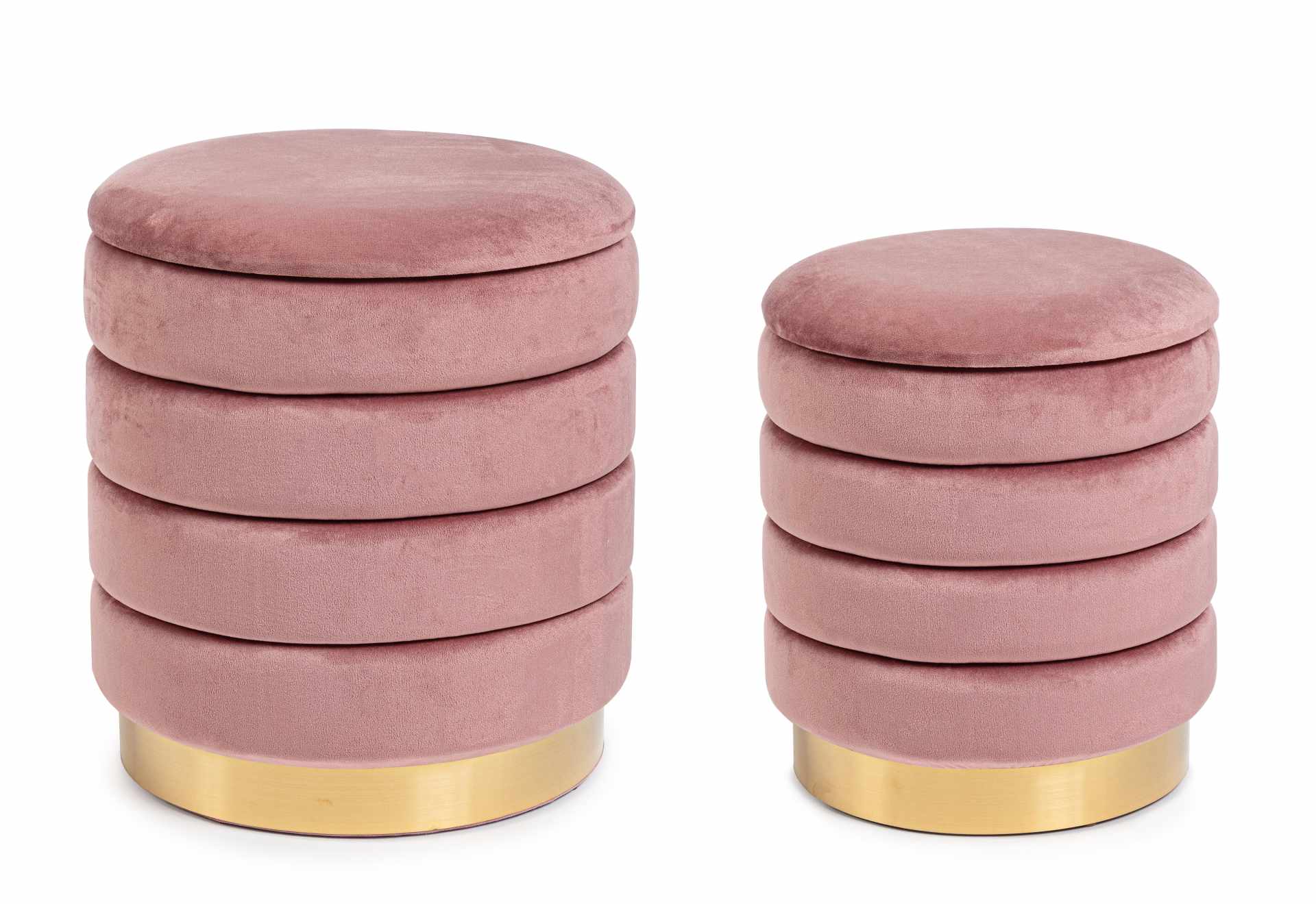 Pouf Darina 2er-Set in Samt-Optik, Rosa Pouf Darina 2er-Set in Samt-Optik, Rosa