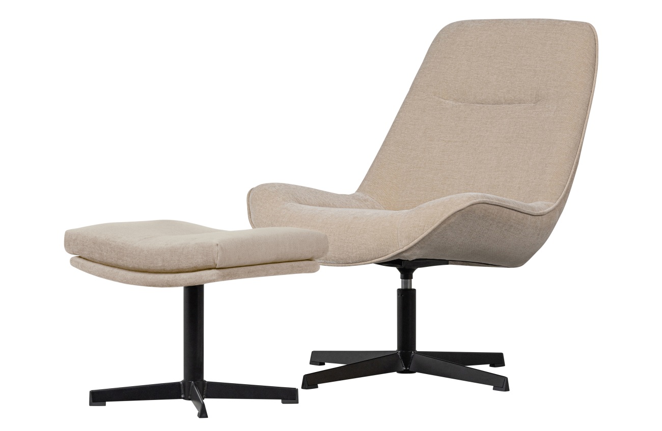 Der Sessel Stach überzeugt mit seinem modernen Stil. Gefertigt wurde er aus Stoff, welches einen Sand Farbton besitzt. Das Gestell ist aus Metall und hat eine schwarze Farbe. Der Sessel ist drehbar.