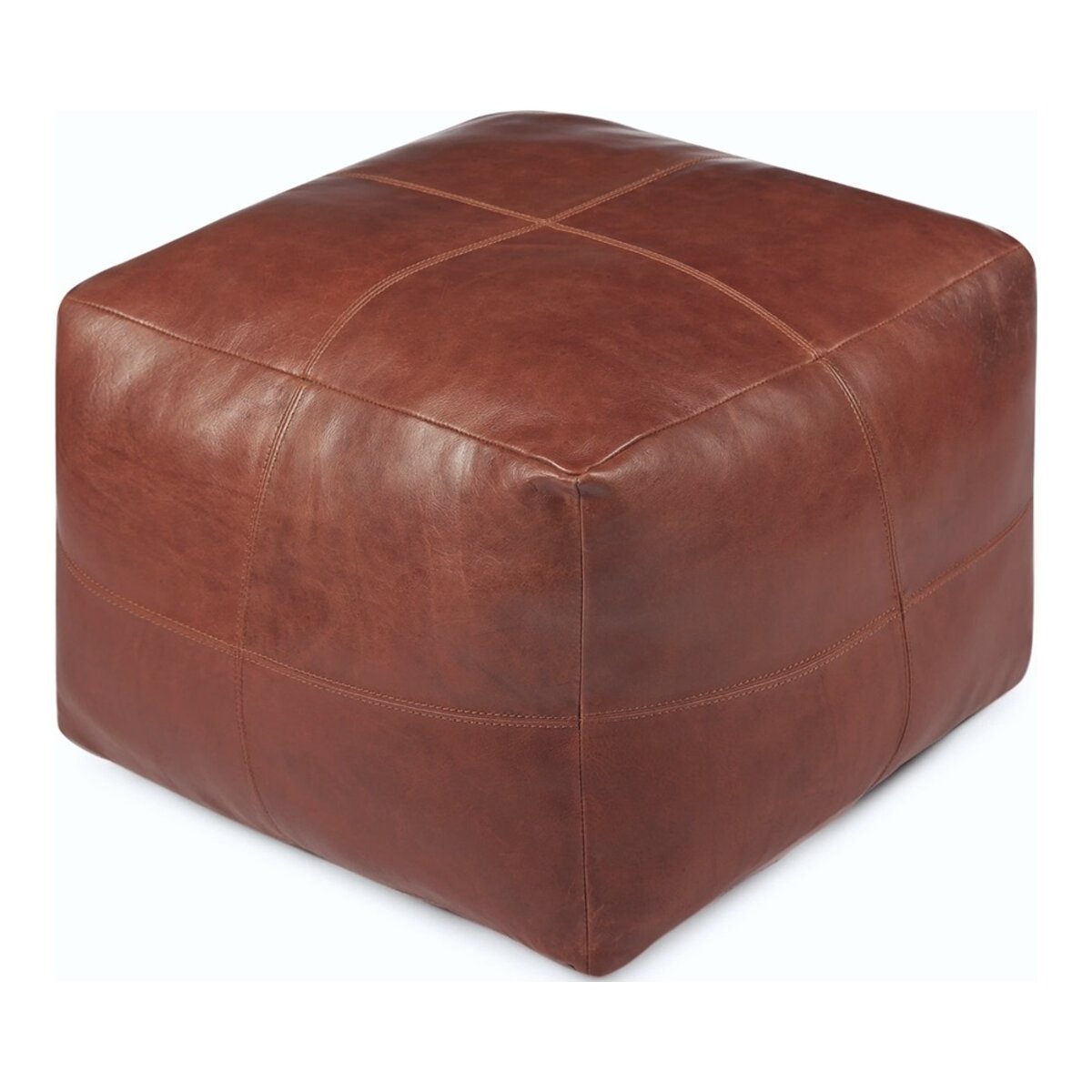 Pouf Anneta aus Leder 50x50 cm, Braun