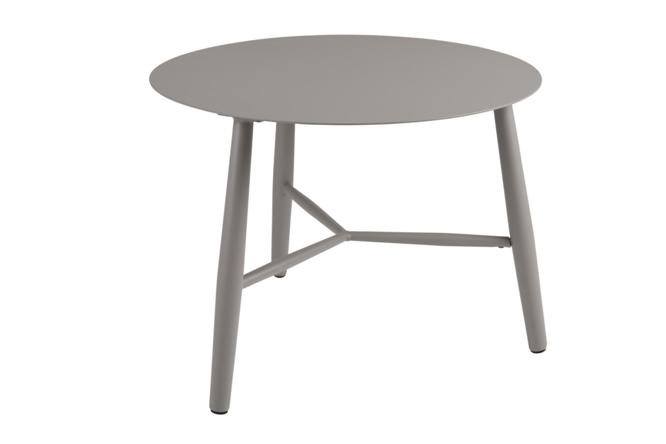 Der Gartenbeistelltisch Vannes überzeugt mit seinem modernen Design. Gefertigt wurde die Tischplatte aus Metall, welche einen Kaki Farbton besitzt. Das Gestell ist auch aus Metall und hat eine Kaki Farbe. Der Tisch besitzt einen Durchmesser von 60 cm.
