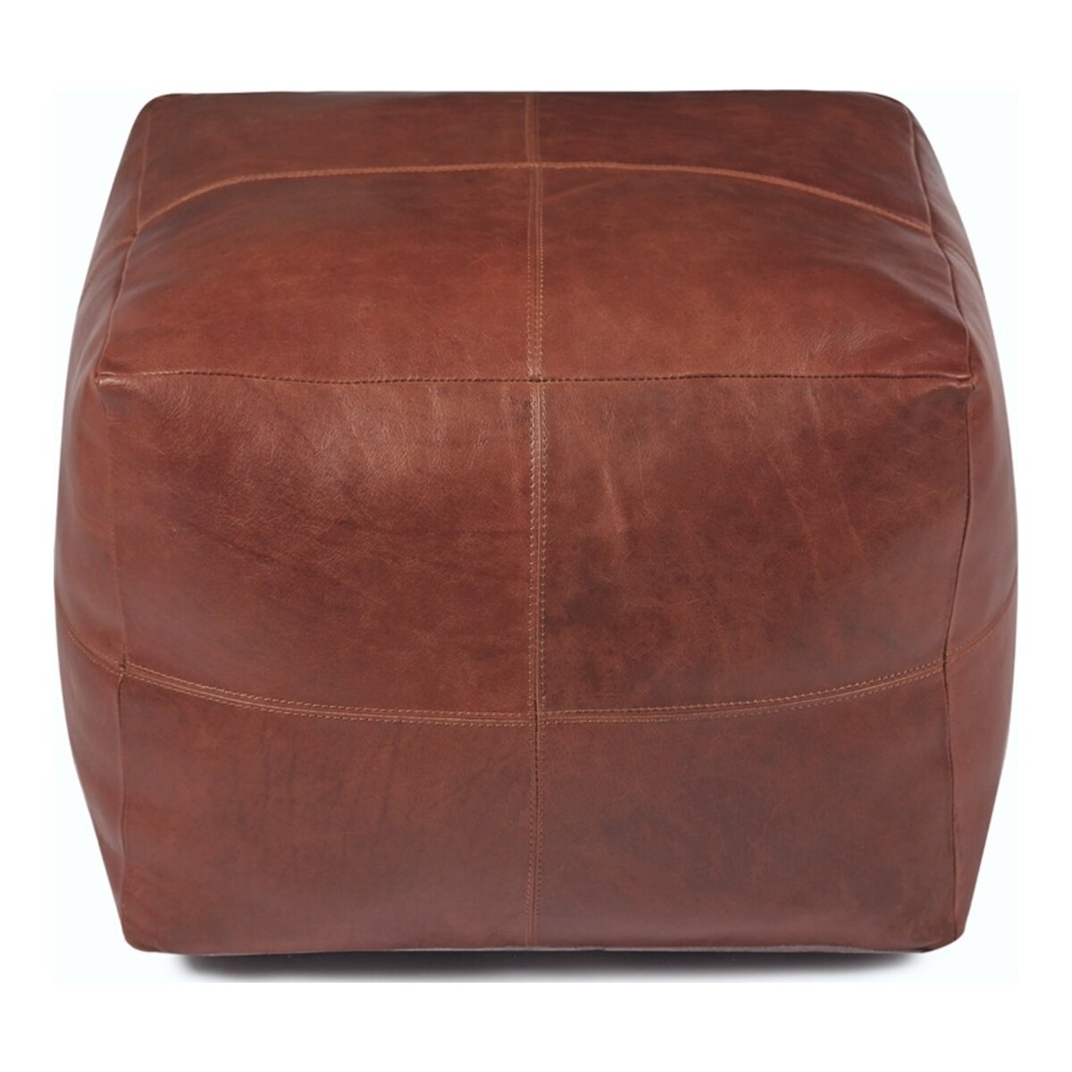Pouf Anneta aus Leder 50x50 cm, Braun