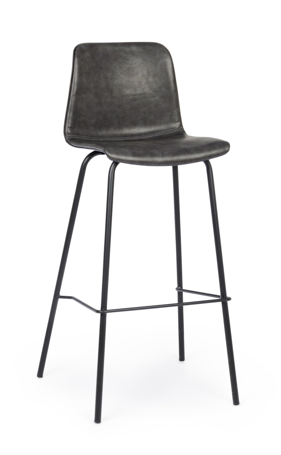 Barhocker Kyra 2er-Set aus Kunstleder, Anthrazit/Schwarz