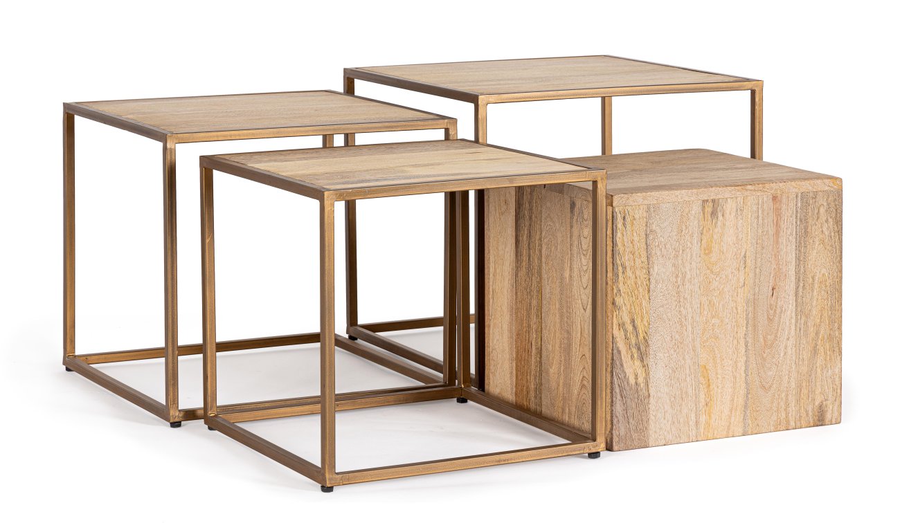 Beistelltisch Jaidev 4er-Set aus Mangoholz Beistelltisch Jaidev 4er-Set aus Mangoholz