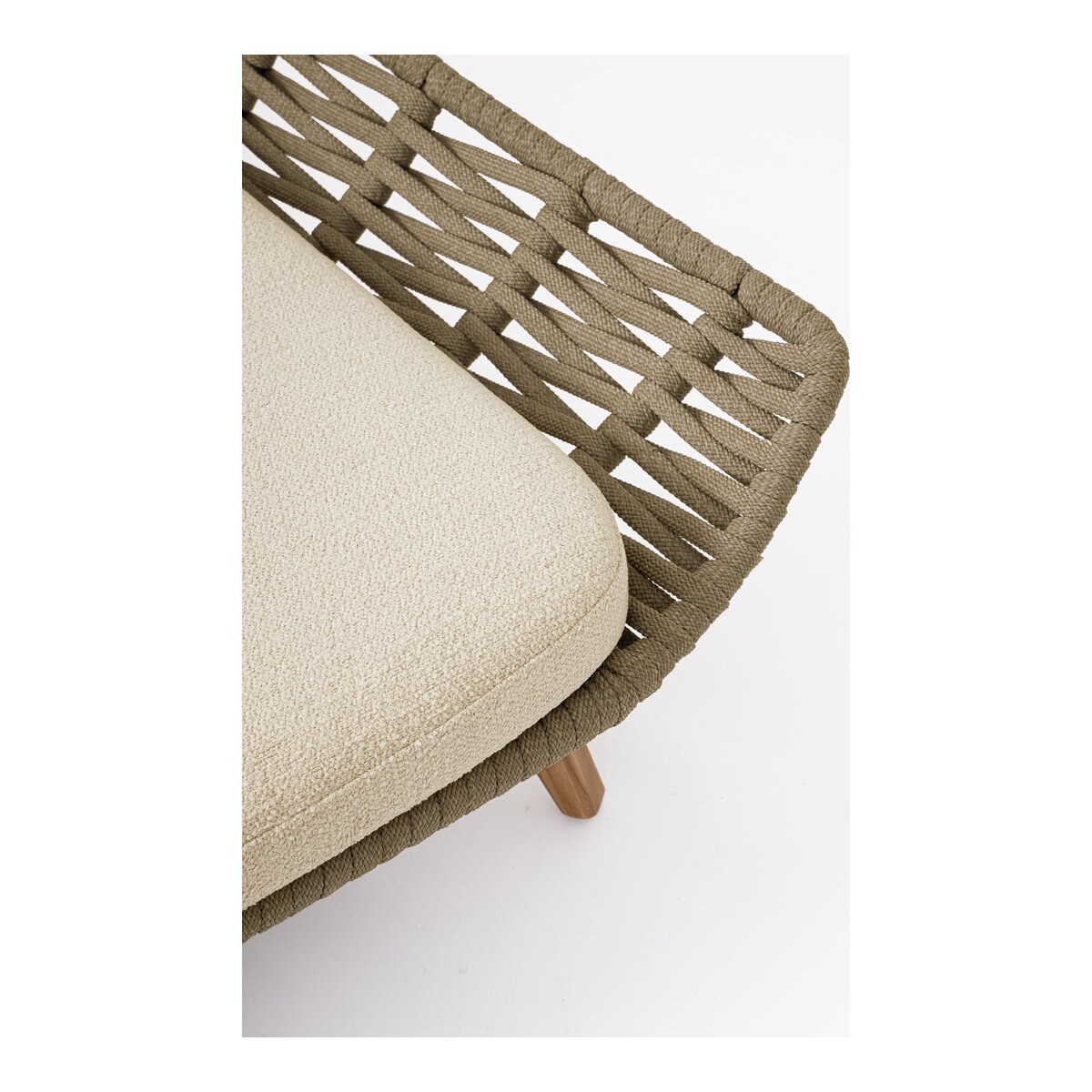 Gartendaybed Tamires - Teakholz Natur, Seilgeflecht Taupe, inkl. Kissen