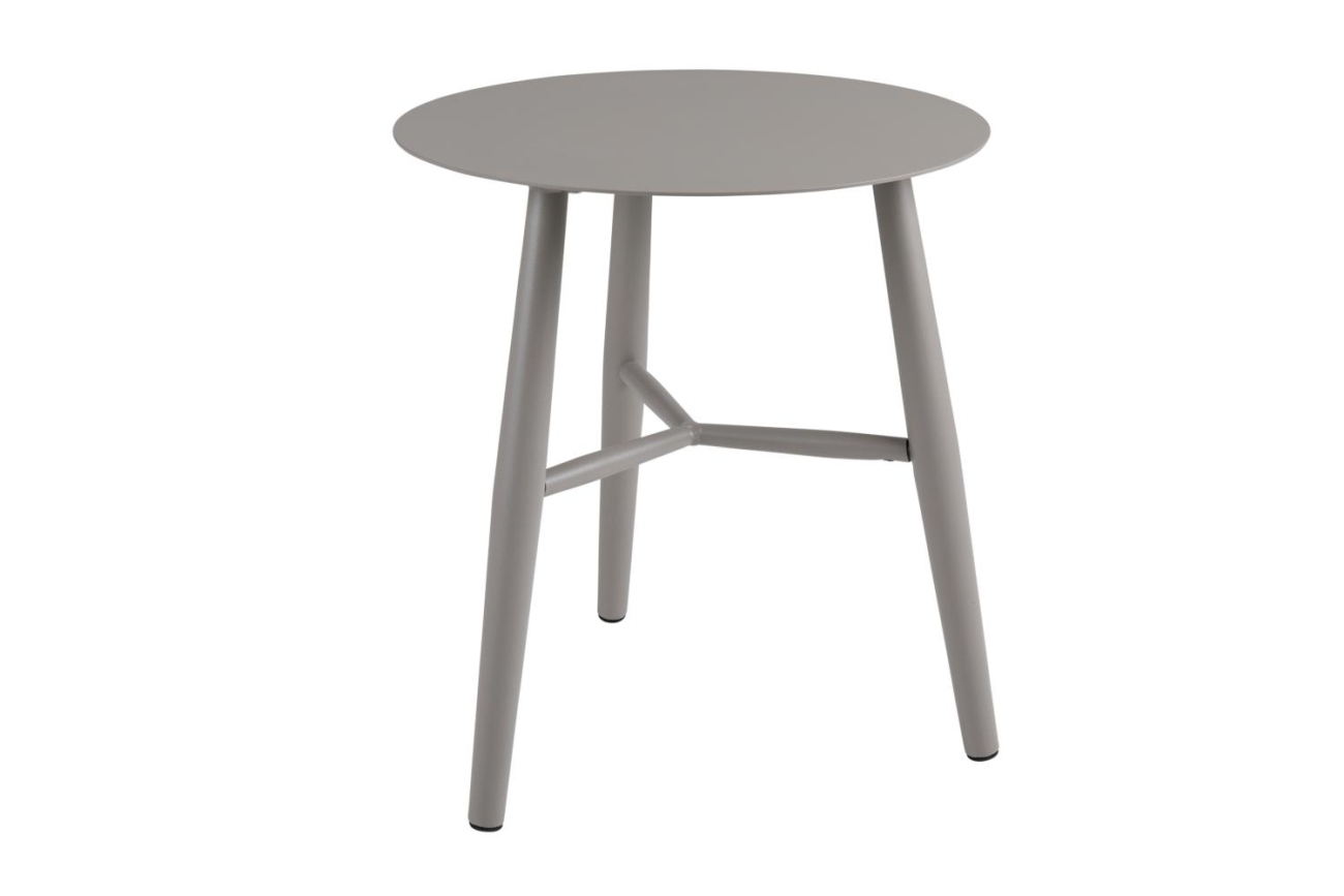 Der Gartenbeistelltisch Vannes überzeugt mit seinem modernen Design. Gefertigt wurde die Tischplatte aus Metall, welche einen Kaki Farbton besitzt. Das Gestell ist auch aus Metall und hat eine Kaki Farbe. Der Tisch besitzt einen Durchmesser von 45 cm.
