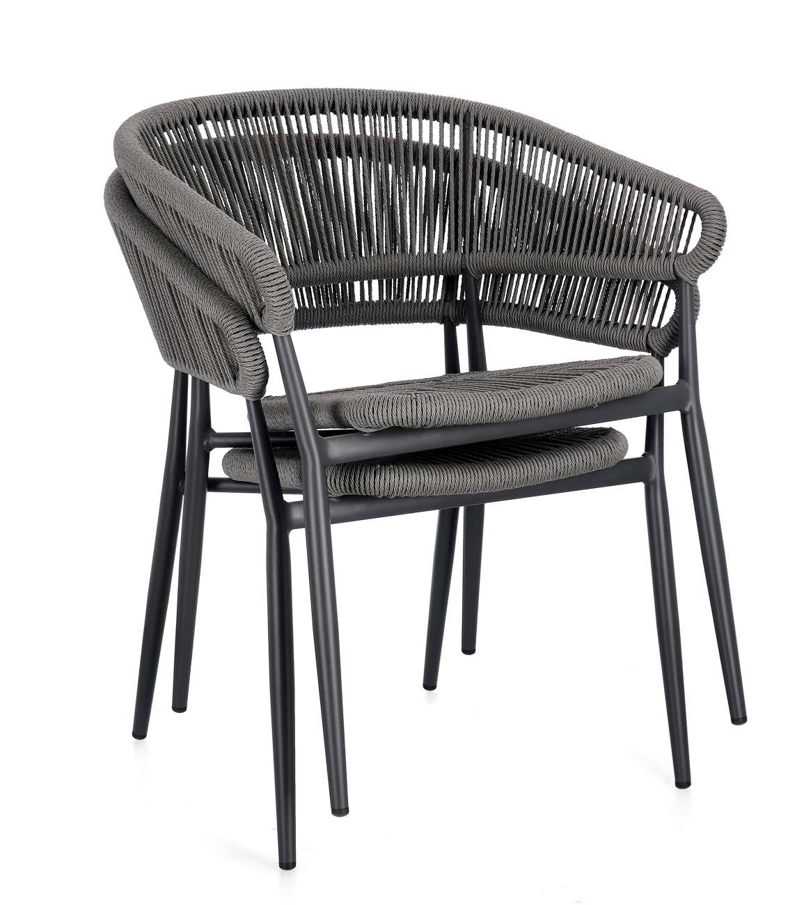 Gartenstuhl Algaida aus Aluminium, Anthrazit / Grau