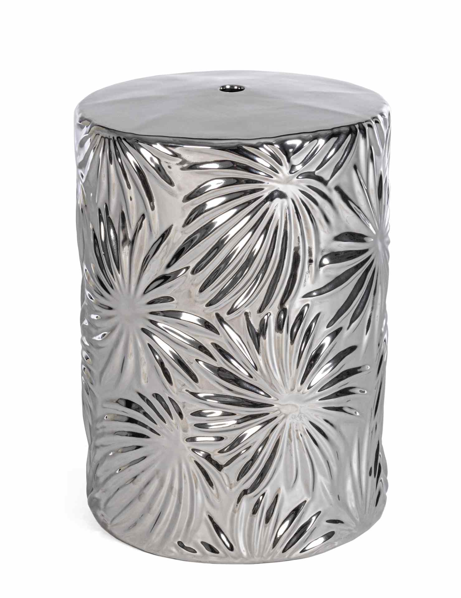 Hocker Sfinge Leaf aus Keramik, Silber Hocker Sfinge Leaf aus Keramik, Silber