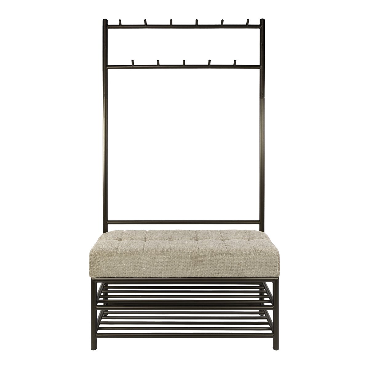Garderobenbank Onul Bronze mit Sitzfläche und 11 Haken, 100 cm