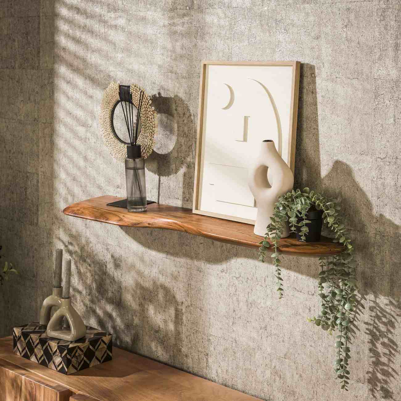 Wandregal aus Akazienholz | schwebend montierbar, modern