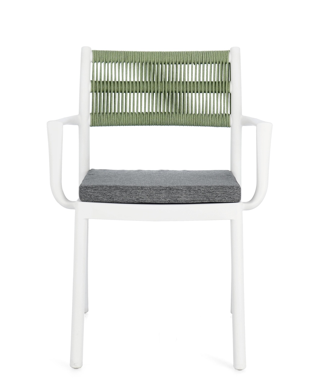 Gartenstuhl Alvin mit Armlehne, Weiß / Grün