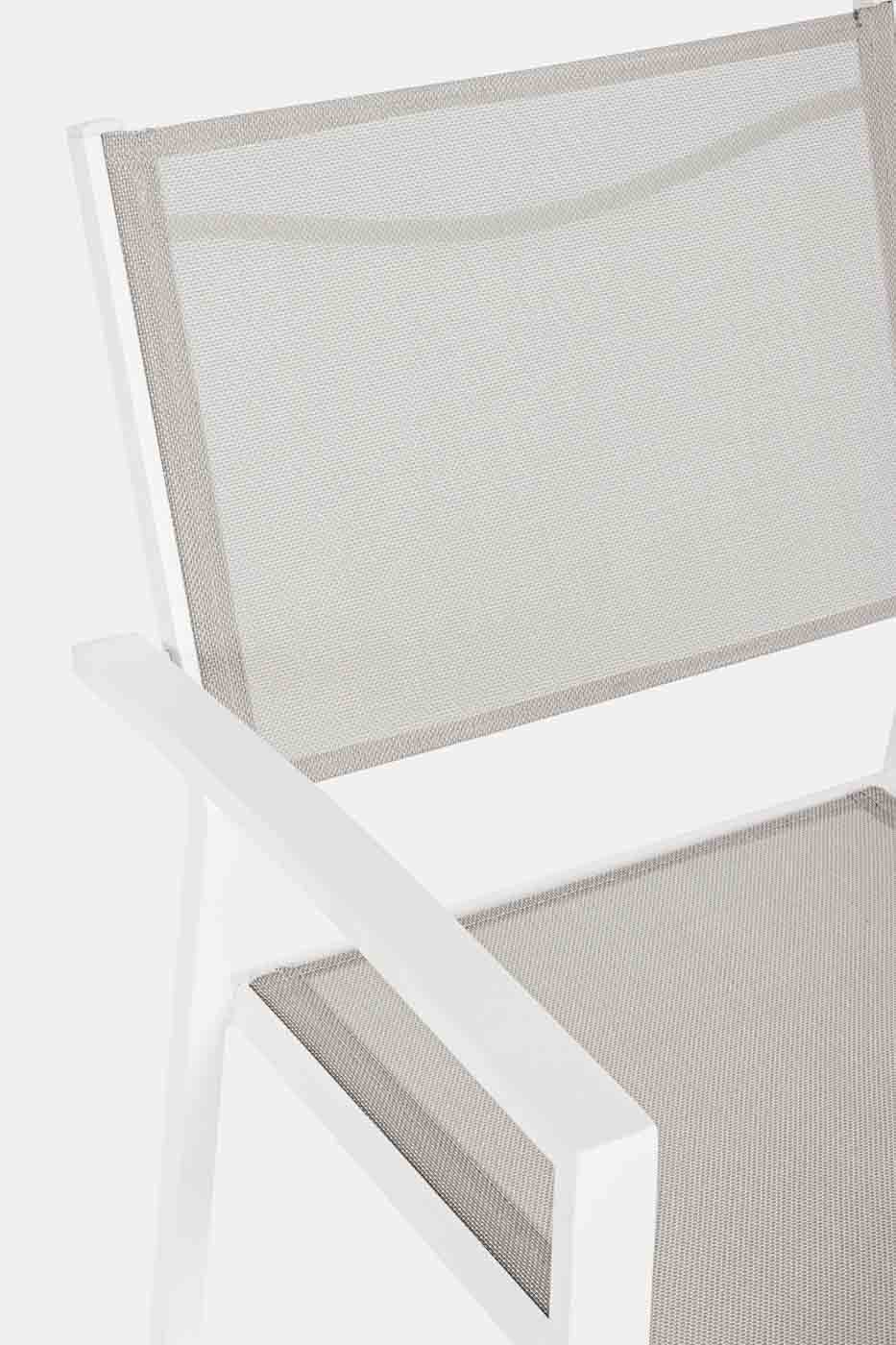 Gartenstuhl Hilde mit Armlehne und stapelbar. Gestell aus Aluminium und Textilene als Sitzfläche