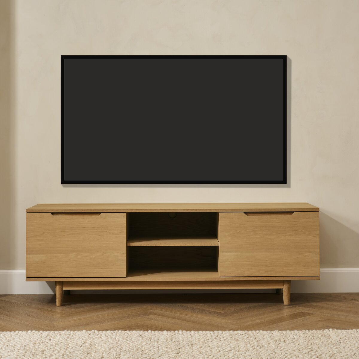 TV-Board Enimeta Eiche Natur 160 cm - mit Türen & Soft-Close