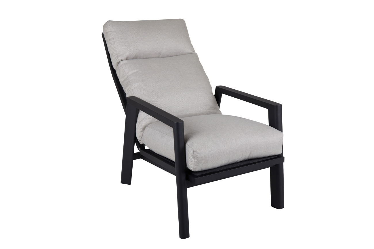 Gartensessel Slide mit verstellbarer Rückenlehne, Schwarz / Aschgrau