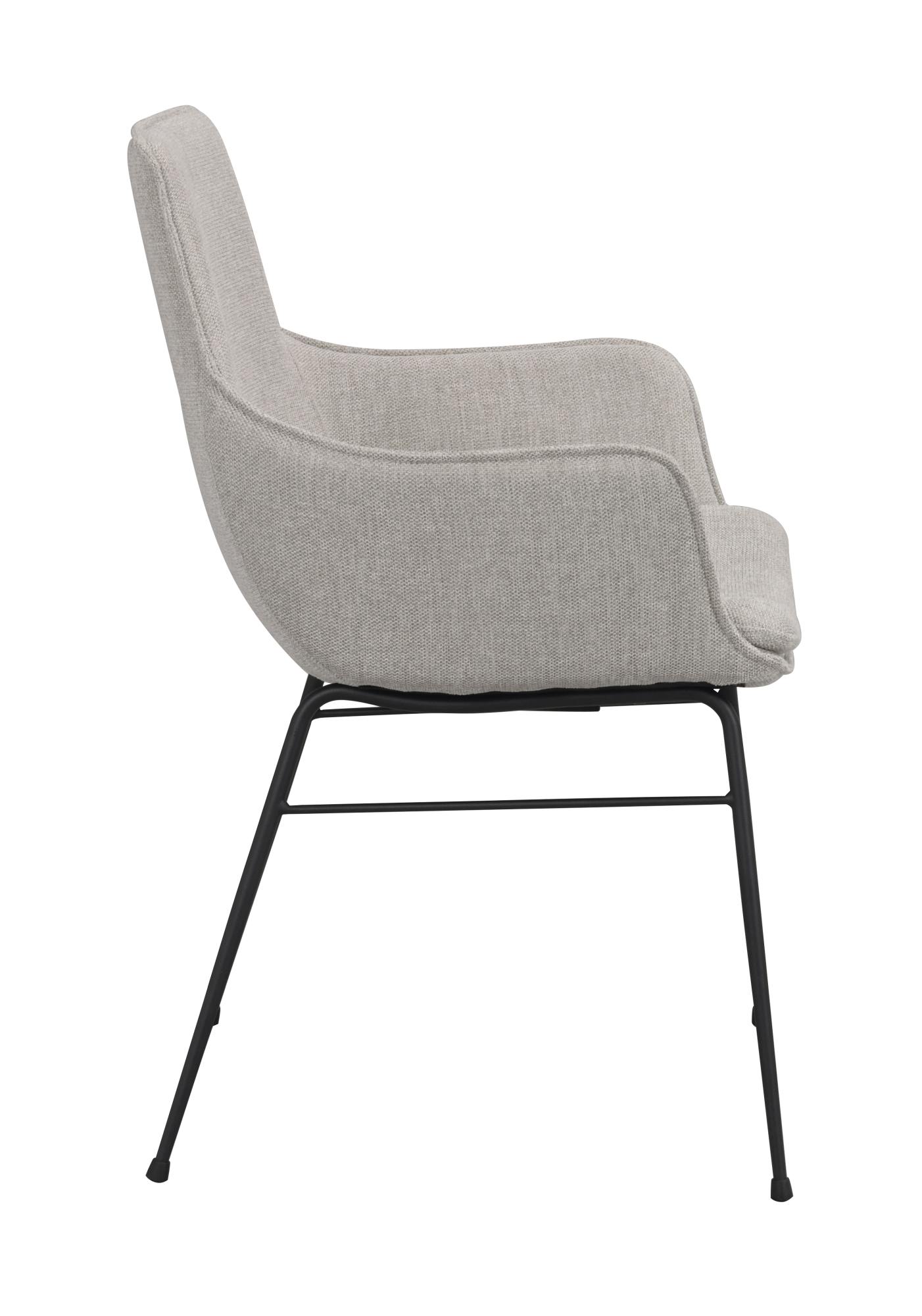 Design trifft Funktion: Stuhl Lowell 2er Set mit Armlehnen, Stoff Grau.