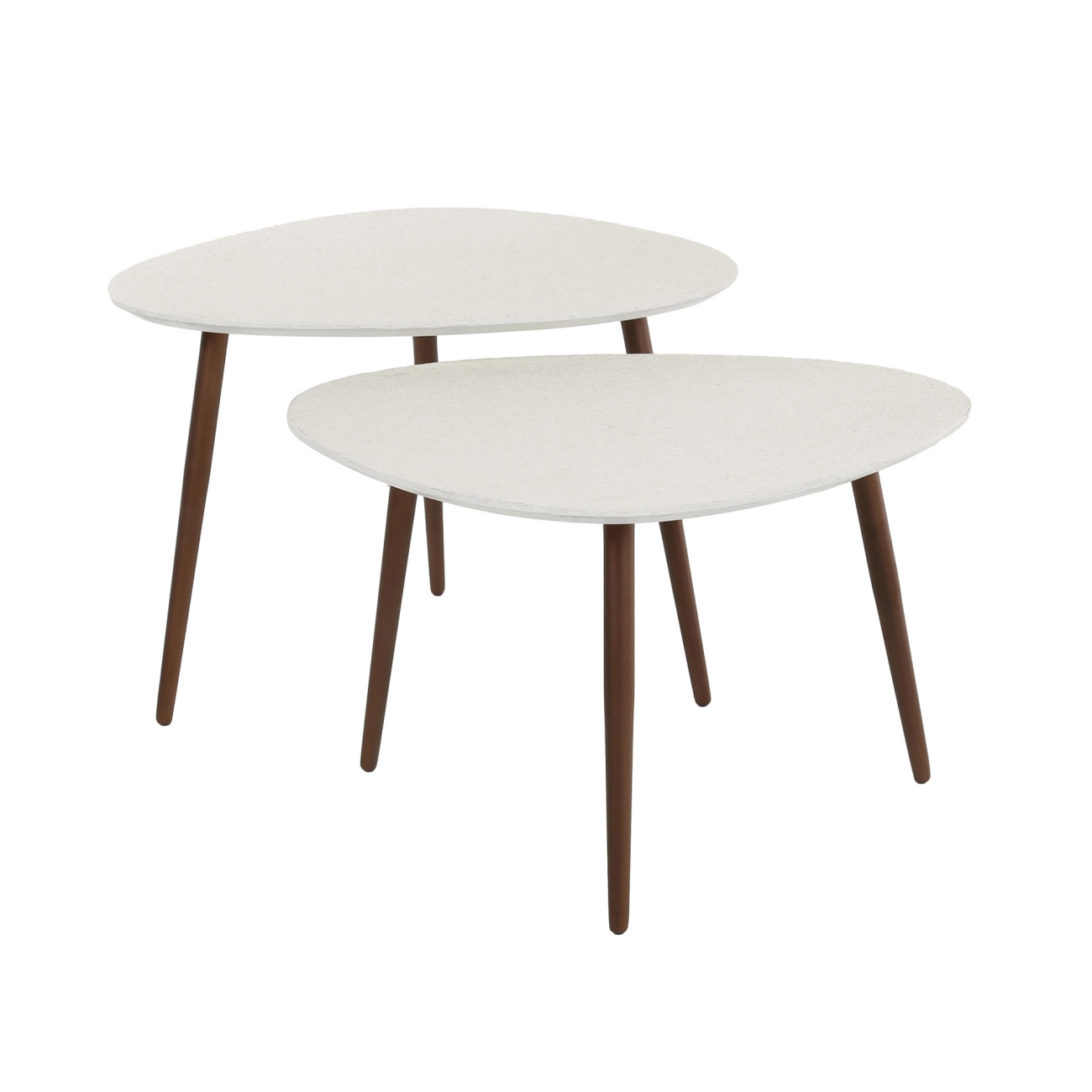 2er-Set Couchtisch Stone - cremeweißer Marmor-Komposite, Organisch 2er-Set Couchtisch Marbre - cremeweißer Marmor-Komposit, Organisch