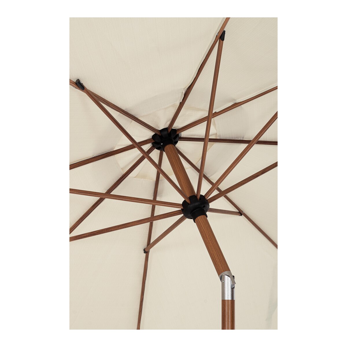 Sonnenschirm Palinuro - Metall Naturbraun in Holzoptik, Polyester-Stoff Natur, Ø 300 cm
