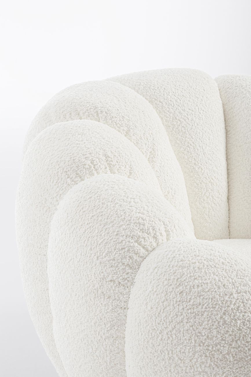 Drehsessel Florel aus Boucle-Stoff, Weiß