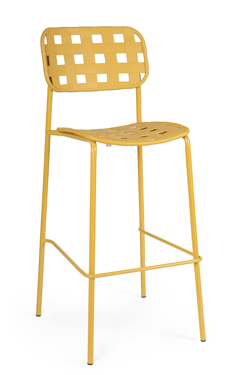 Gartenbarhocker Clover aus Metall, Ocker Gartenbarhocker Clover 4er-Set aus Metall, Ocker