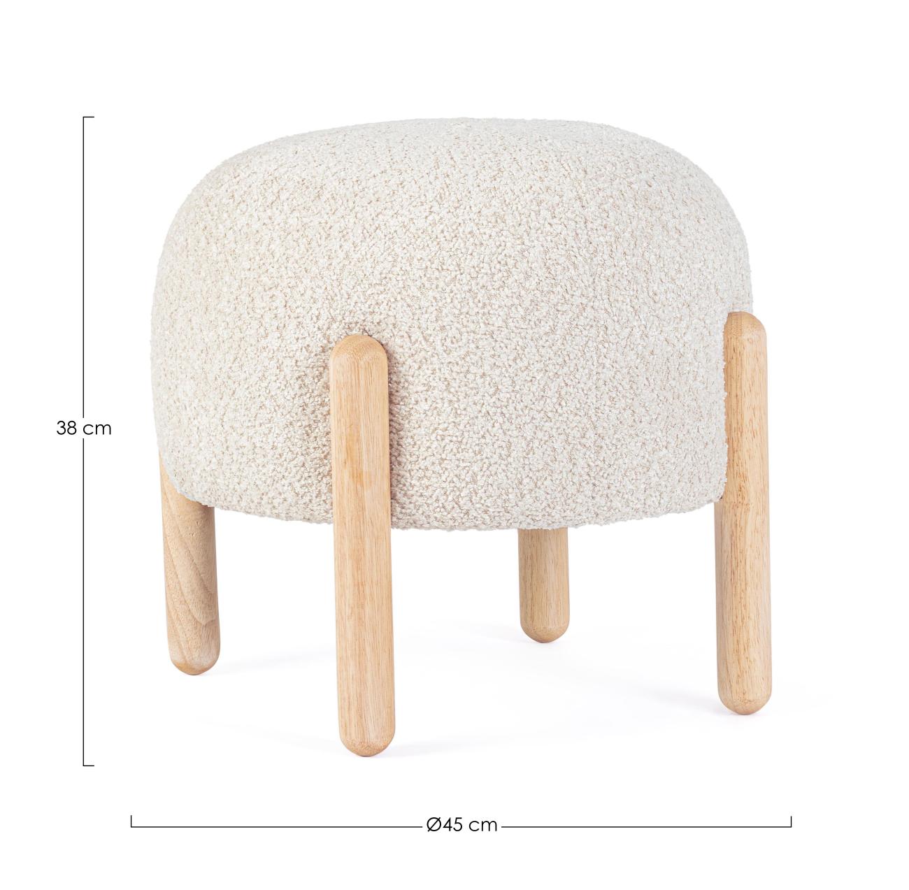 Hocker Dayla aus Boucle-Stoff, Natur