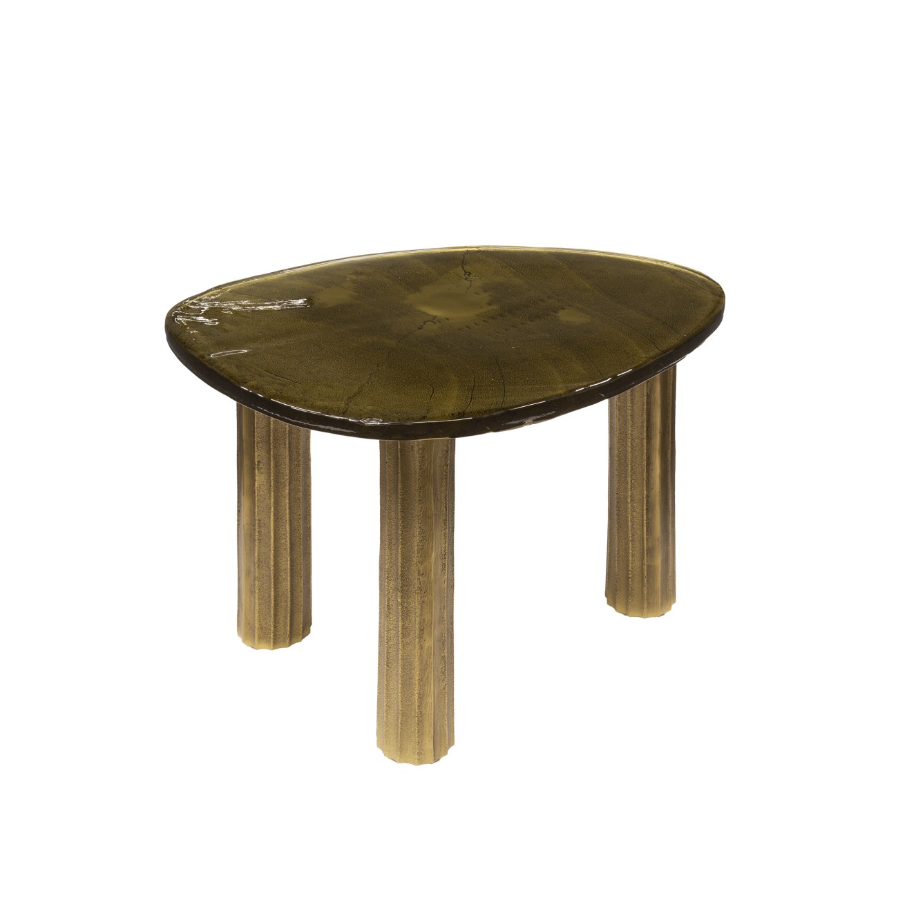Couchtisch Klidun - Glas & Aluminium, Antikgold, Größe M