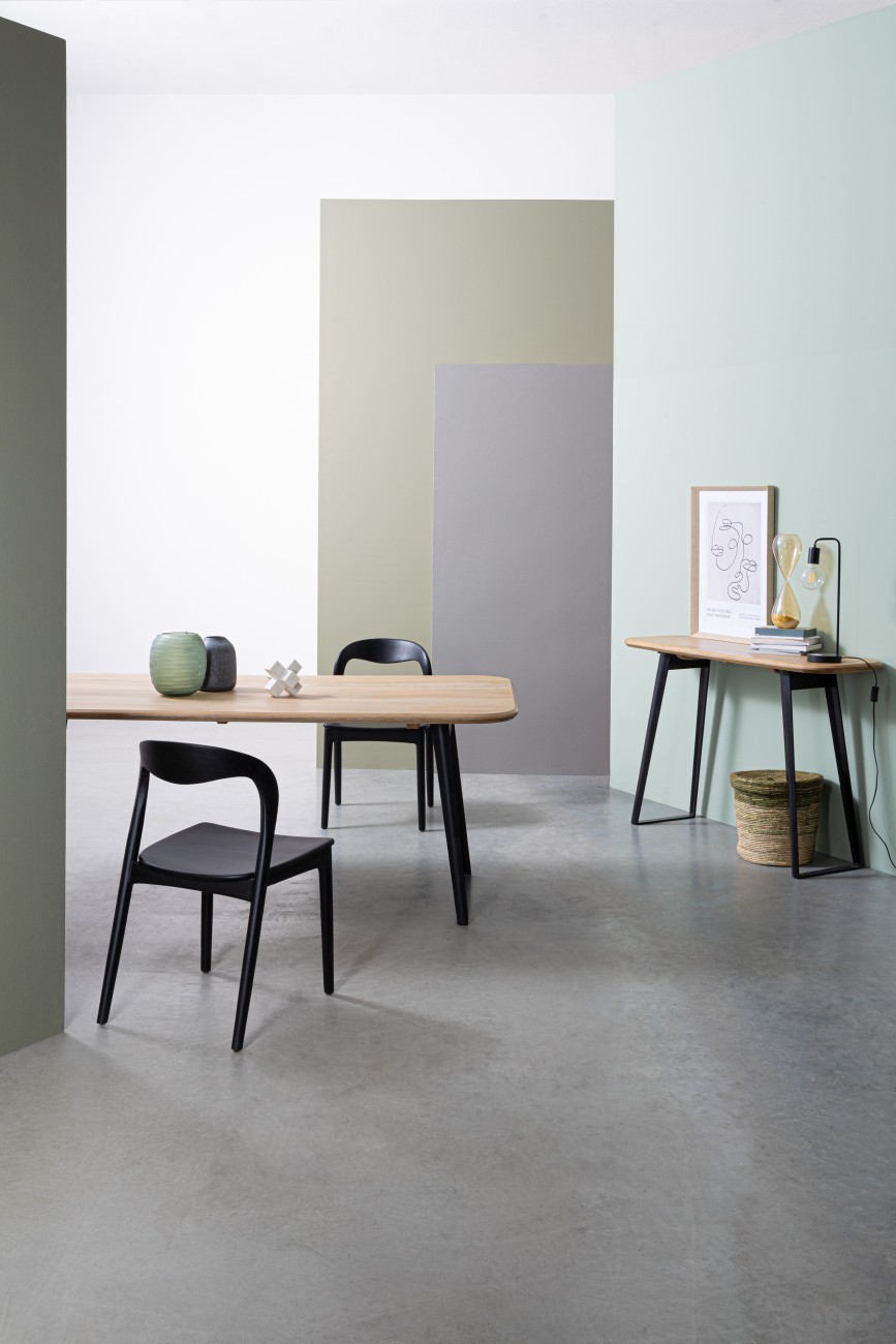 Esszimmerstuhl Miley aus Teakholz, Schwarz