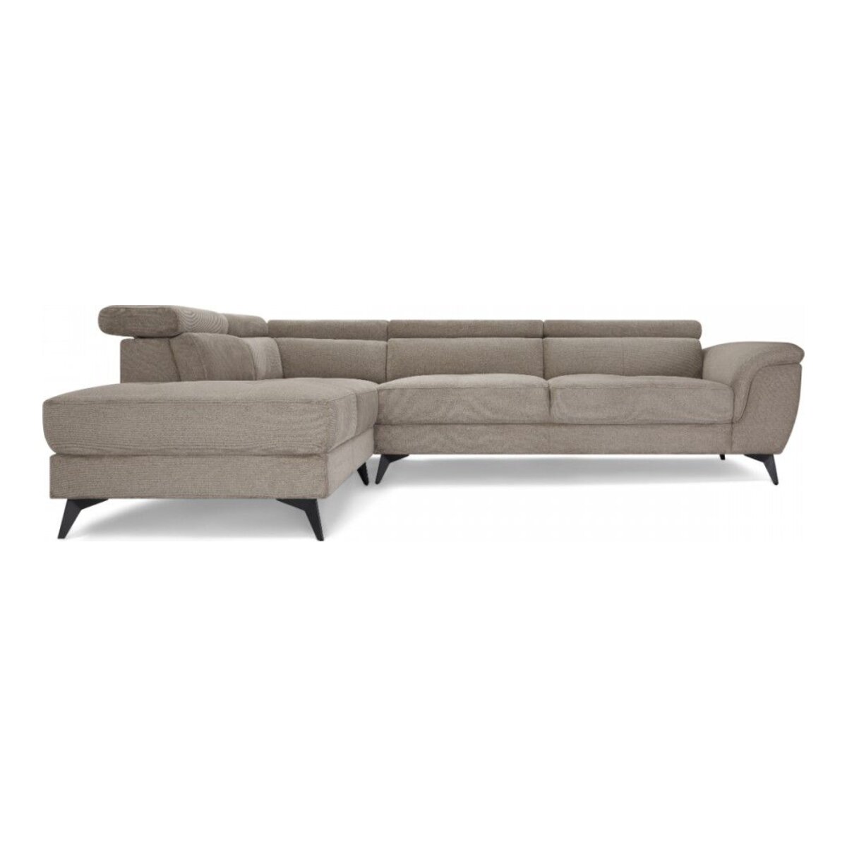Ecksofa Sibet Links Taupe - mit OEKO-TEX Bezug & Kopfstütze