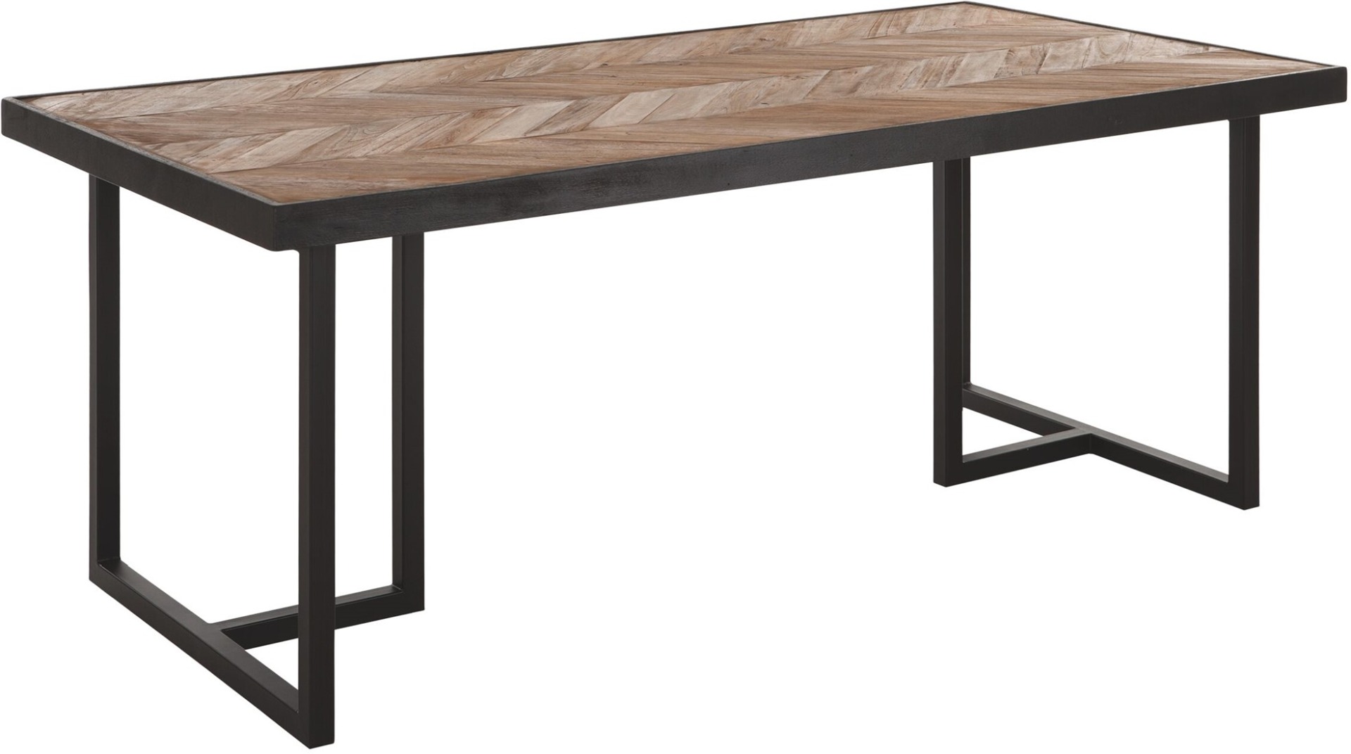 Der Esstisch Criss Cross überzeugt mit seinem massivem aber auch modernem Design. Gefertigt wurde er aus verschiedenen Holzarten, welche einen natürlichen und schwarzen Farbton besitzen. Der Tisch hat eine Länge von 200 cm.