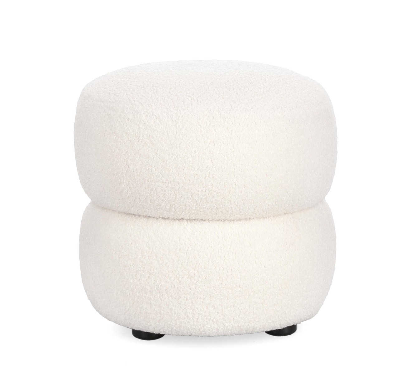 Hocker Gabby aus Boucle-Stoff, Weiß Hocker Gabby aus Boucle-Stoff, Weiß