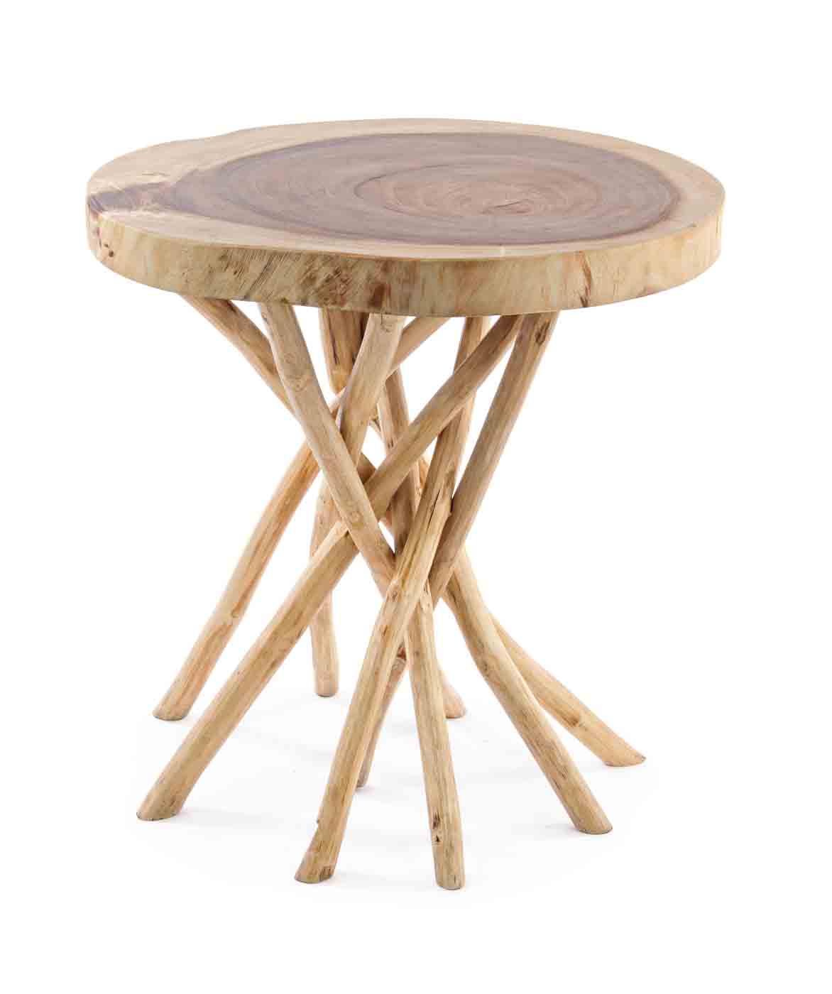 Die Tischplatte des Couchtisches Solidad wurde aus Mungur-Holz gefertigt, dadurch wird jedes Stück zu einem Unikat. Die Beine wurde aus Teakholz hergestellt, welche dem Tisch sein eigenes Design verleihen.