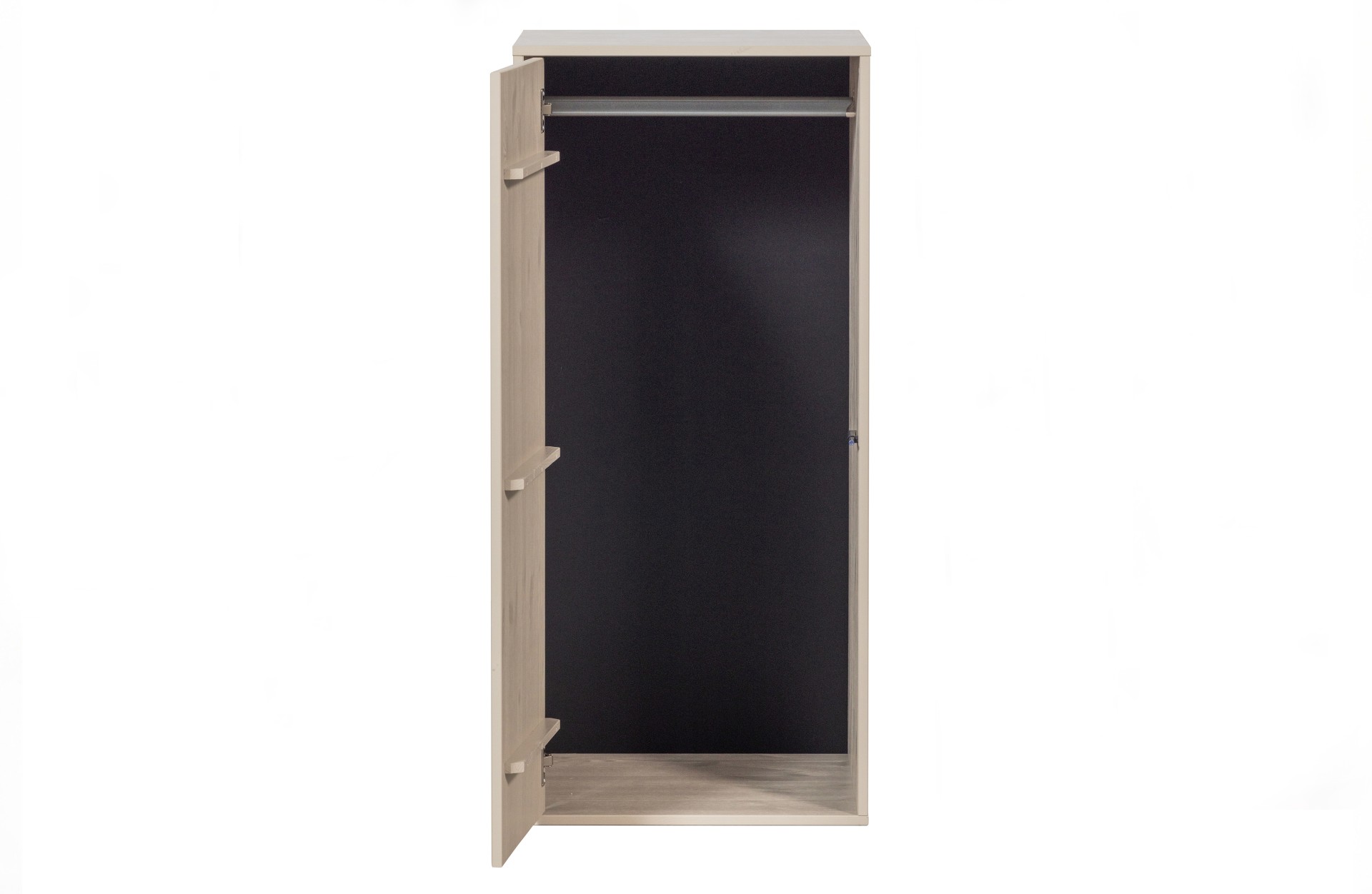 Der Modulschrank Daily Closet überzeugt mit seinem modernen Design. Gefertigt wurde er aus Kiefernholz, welches einen grauen Farbton besitzt. Der Schrank verfügt über eine Tür und hat eine Größe von 110x50 cm