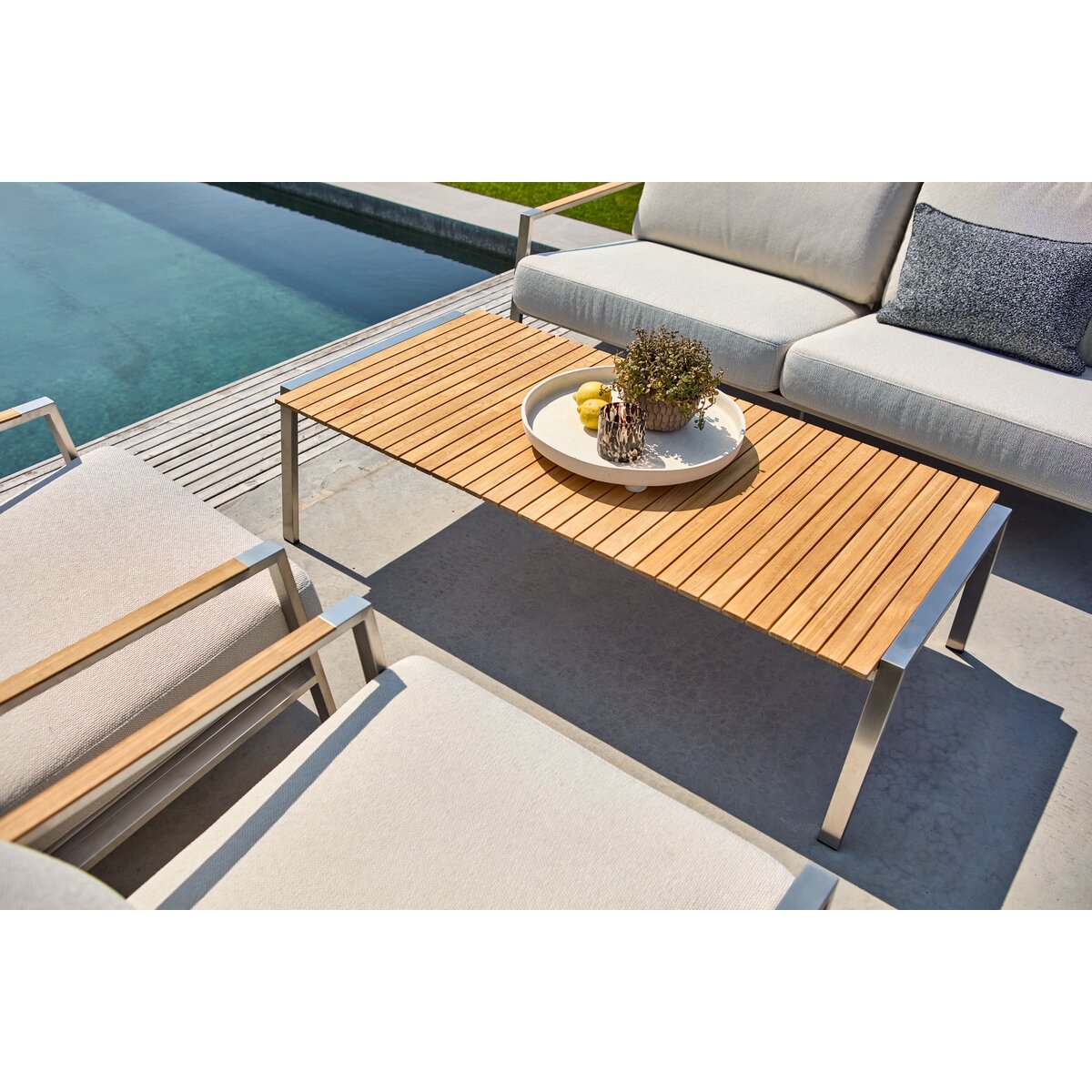 Gartensofa Naos 2,5-Sitzer, Edelstahl & Outdoor-Stoff, Dot Beige