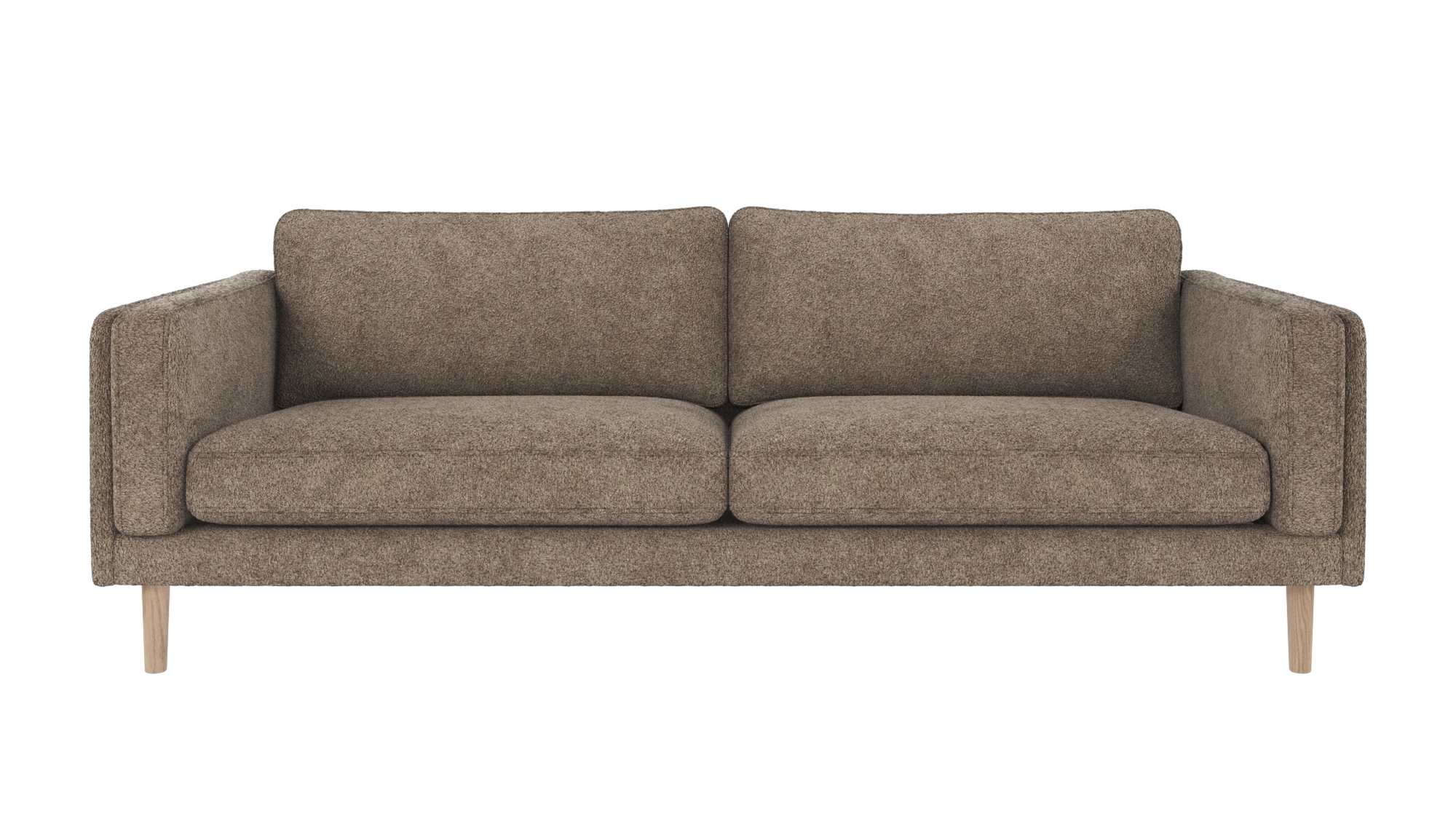 Design trifft Funktion: Sofa Braden 3-Sitzer, Beine Weiß pigmentiert, Bezug Anna Dunkelbeige.