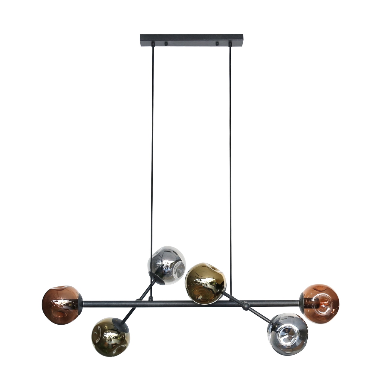 Hängeleuchte Atodimpal, 3-flammig - Gold-, Kupfer-, Chromglas, LED