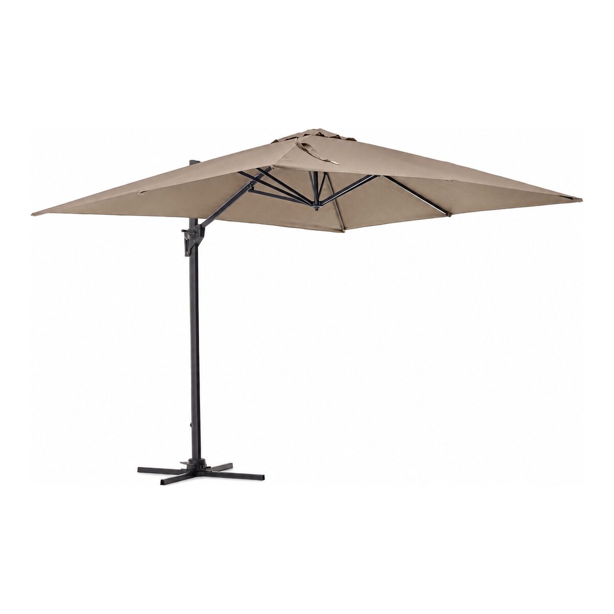 Ampelschirm Porto - Aluminium Anthrazit, Polyester-Stoff Taupe, 3x3 m