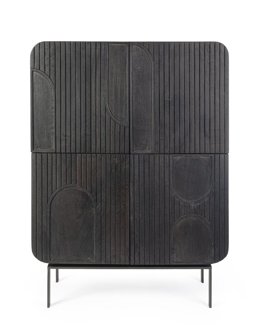 Highboard Orissa aus Mangoholz, Schwarz