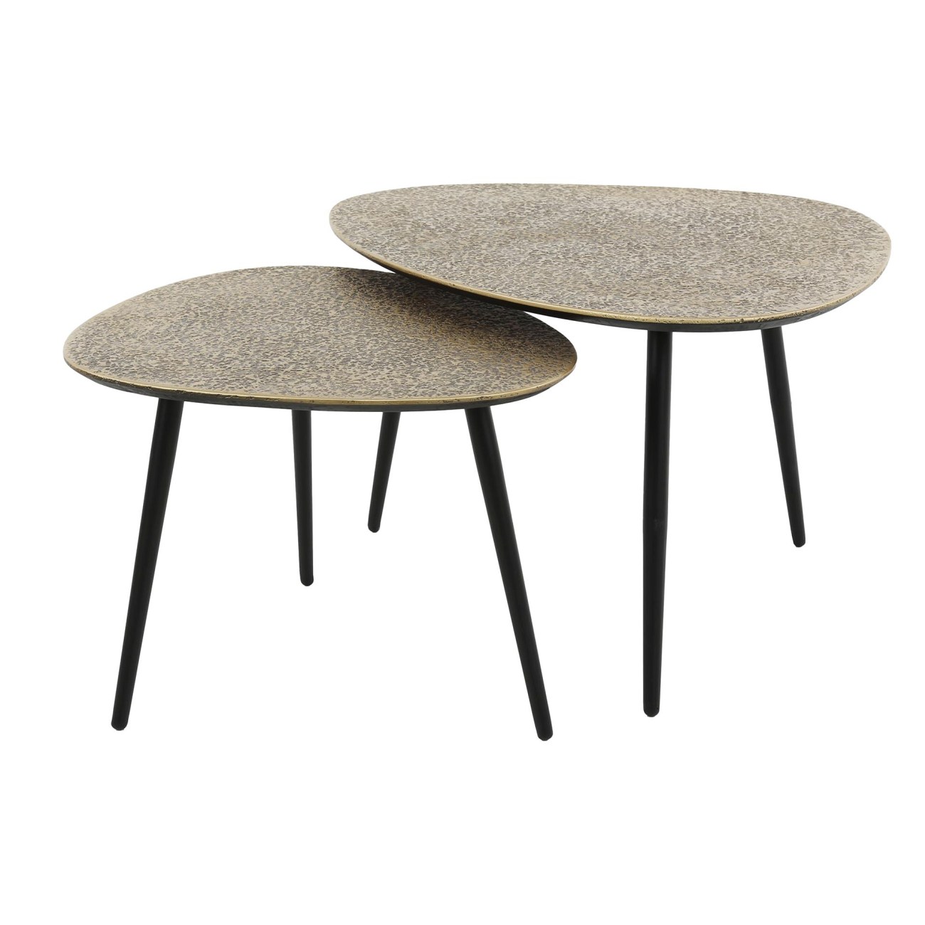 2er-Set Couchtisch Metlule - Metall in Gold, Dreieckig