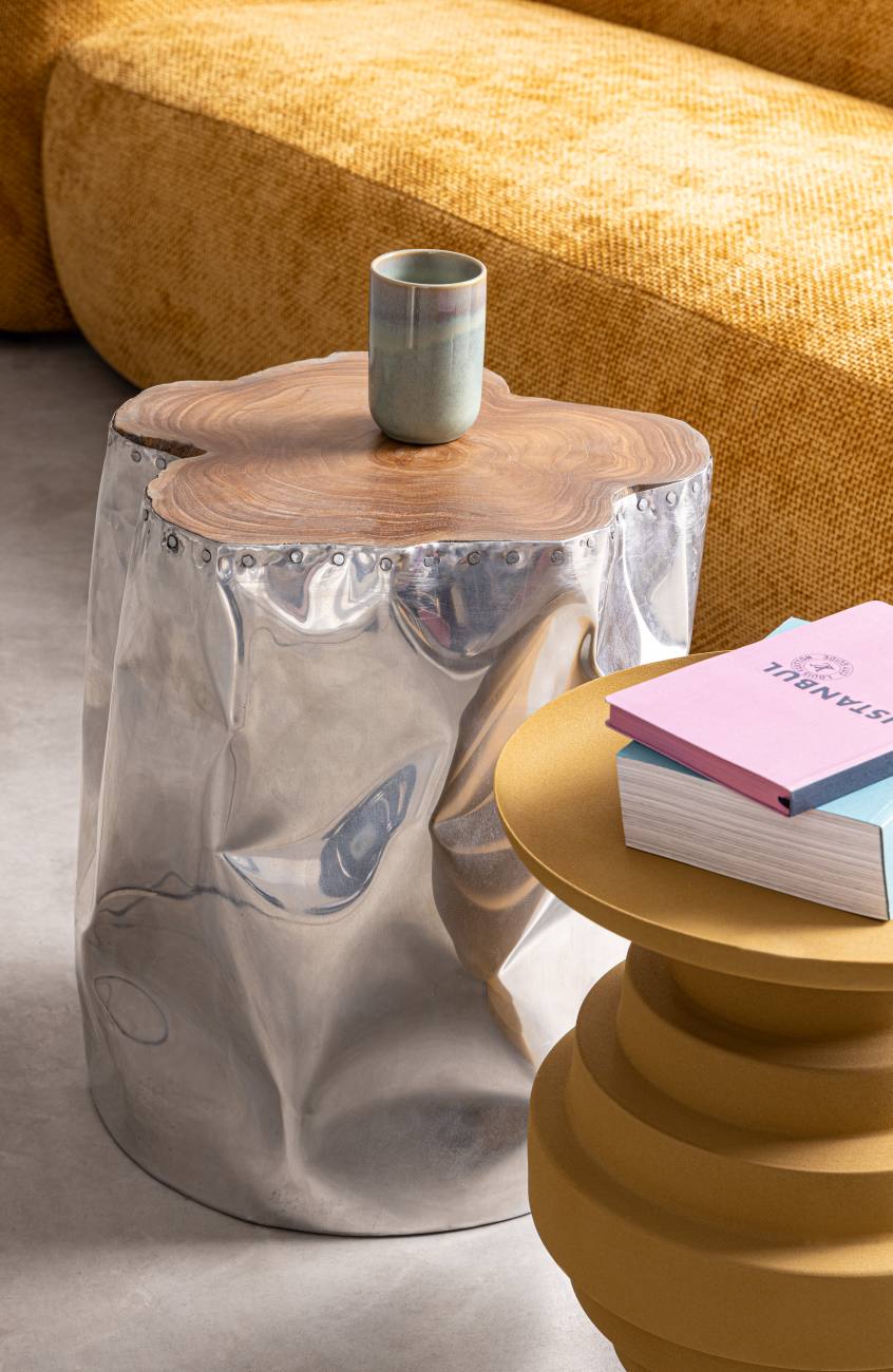 Beistelltisch Amba aus Metall Ø 35 cm, Senf