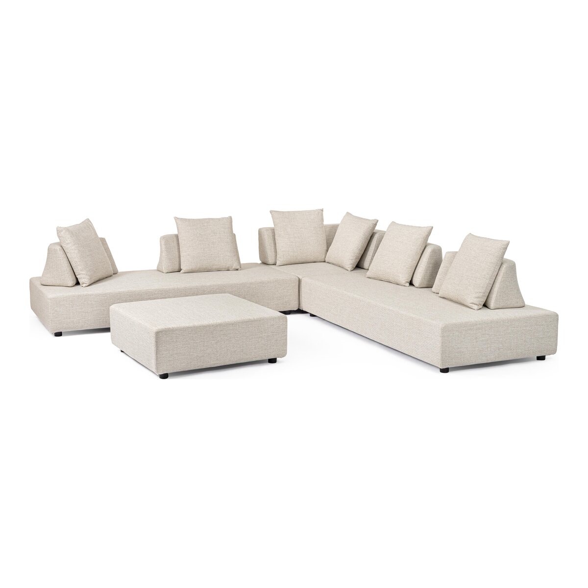 Gartenecksofa Piper - Aluminium & Olefin-Stoff, inkl. Kissen & Hocker, Beige