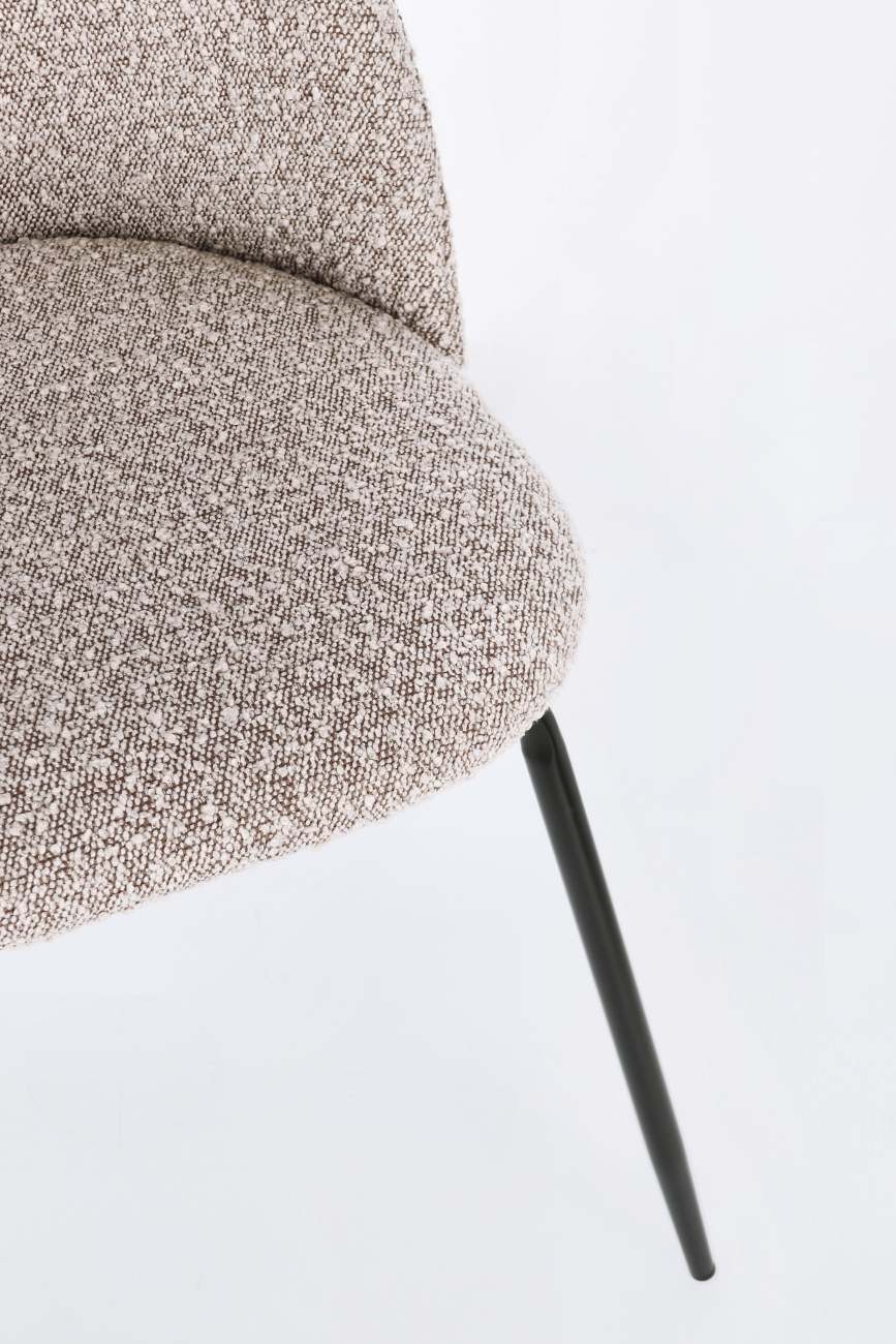 Esszimmerstuhl Tanya 4er-Set aus Boucle, Nerz / Schwarz