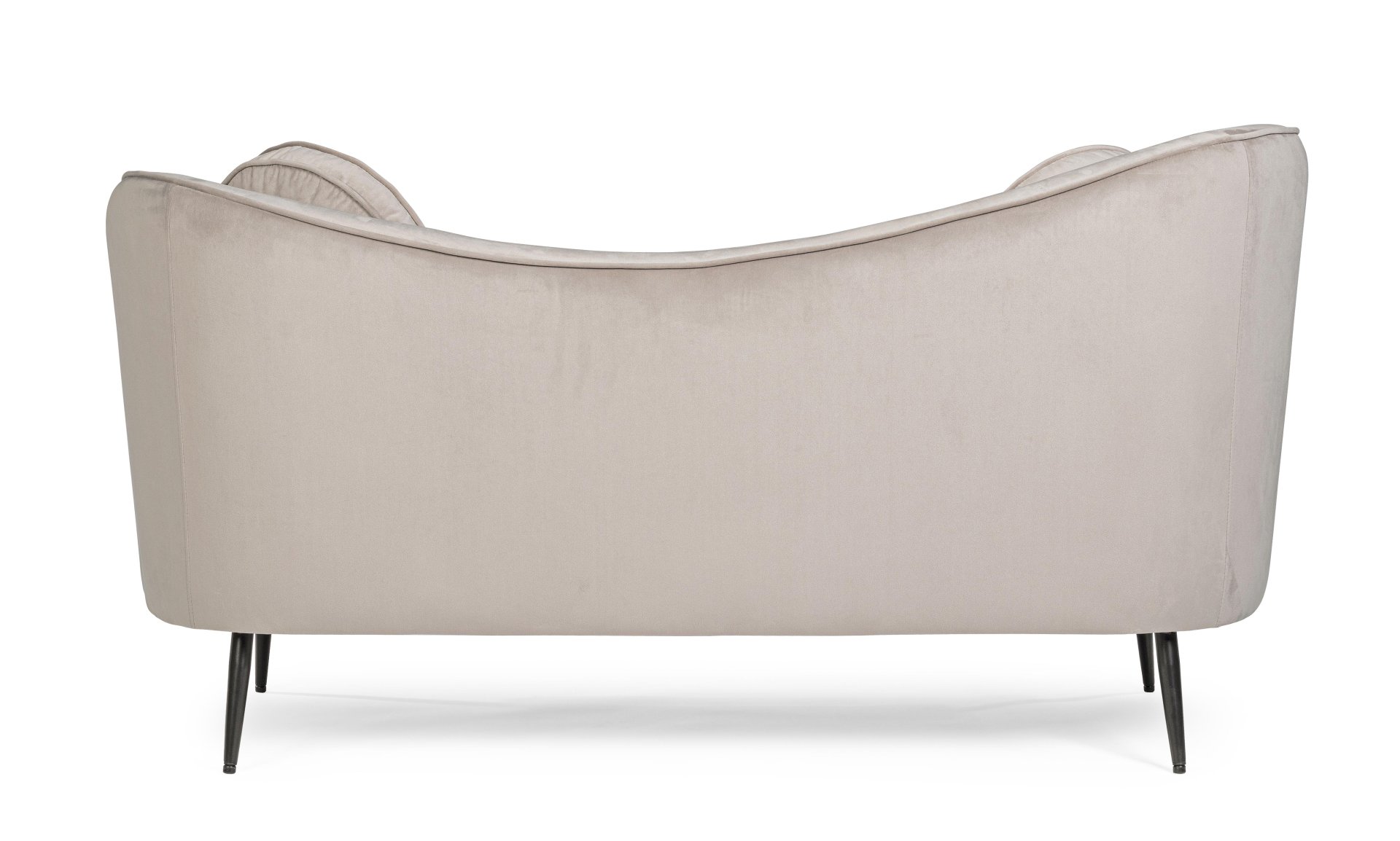 Das Sofa Candis überzeugt mit seinem modernen Design. Gefertigt wurde es aus Stoff in Samt-Optik, welcher einen hellgrauen Farbton besitzt. Das Gestell ist aus Metall und hat eine schwarze Farbe. Das Sofa ist in der Ausführung als 2-Sitzer. Die Breite bet