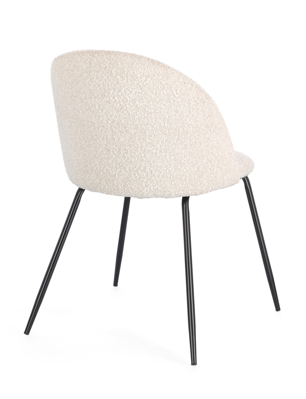 Esszimmerstuhl Tanya 4er-Set aus Boucle, Elfenbein / Schwarz