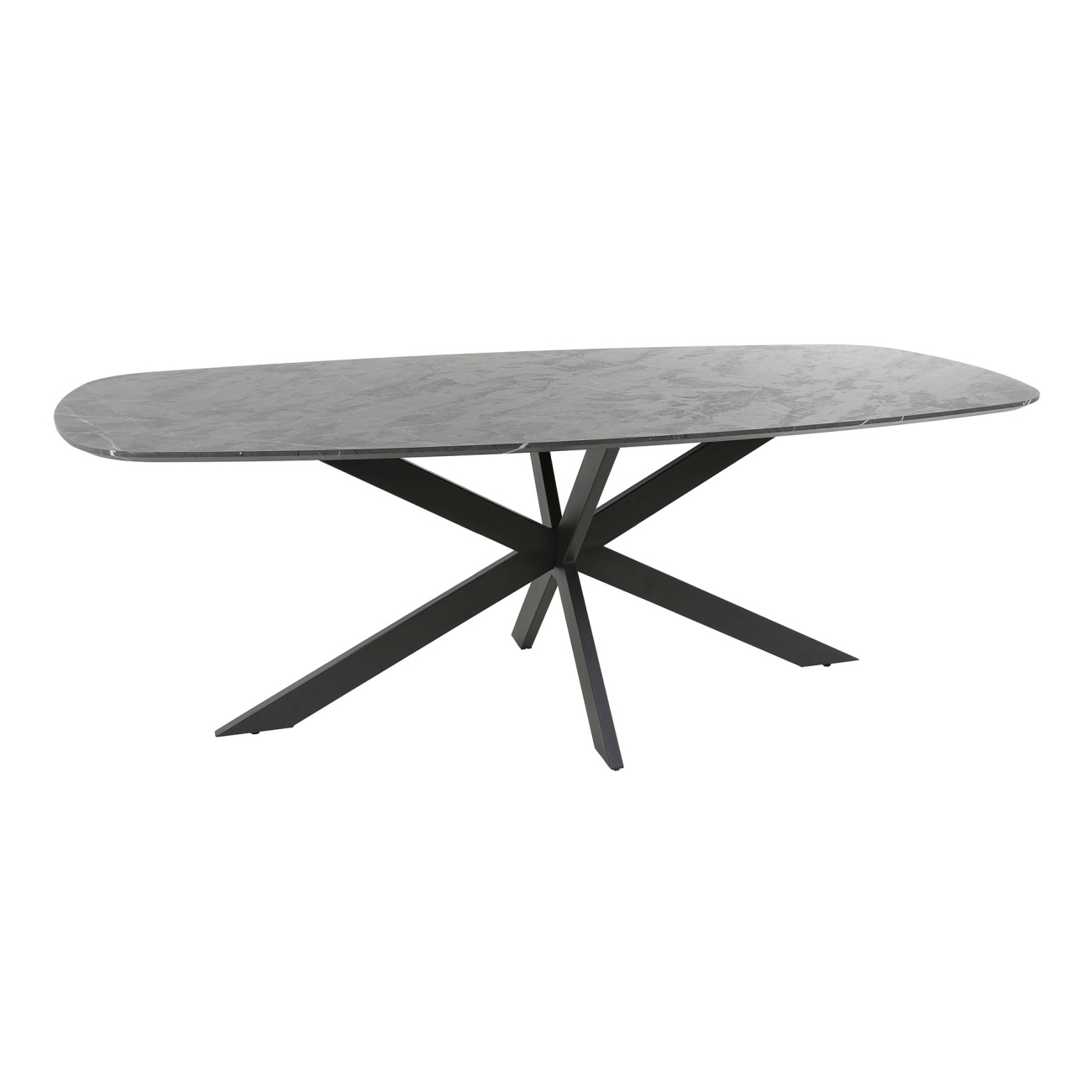 Ovaler Esstisch Melamik - schwarze Keramikoptik, 215 x 105 cm