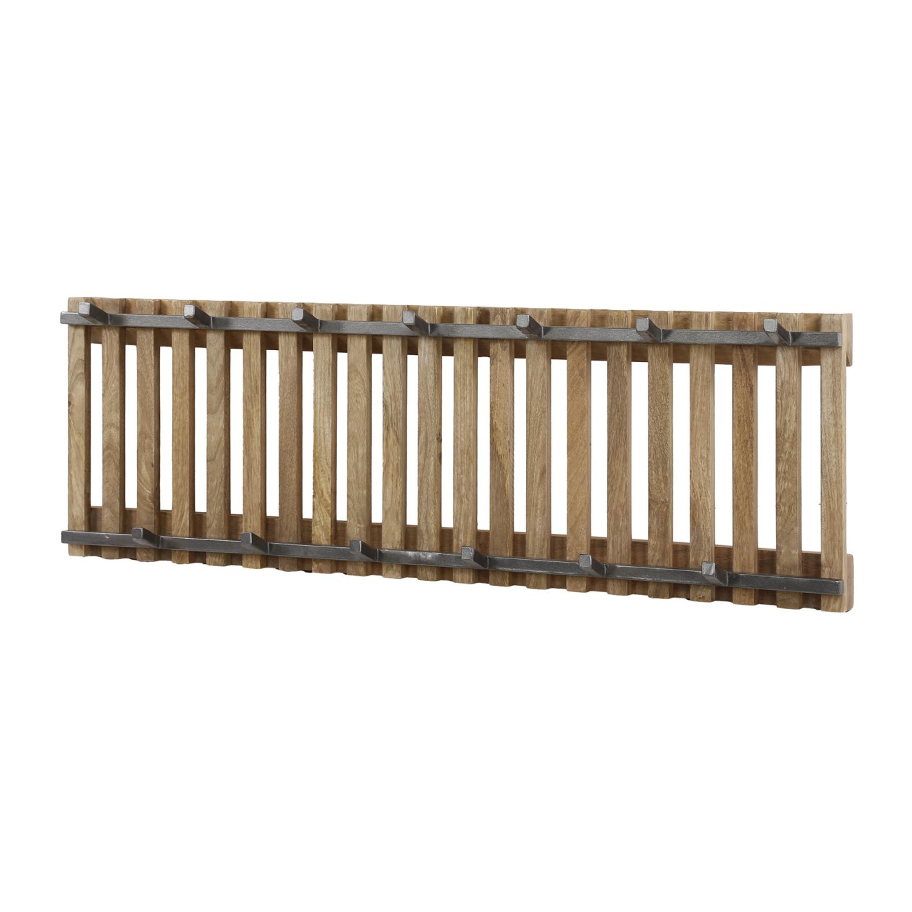 Garderobe Tamil - Mangoholz massiv Braun, 13 Haken