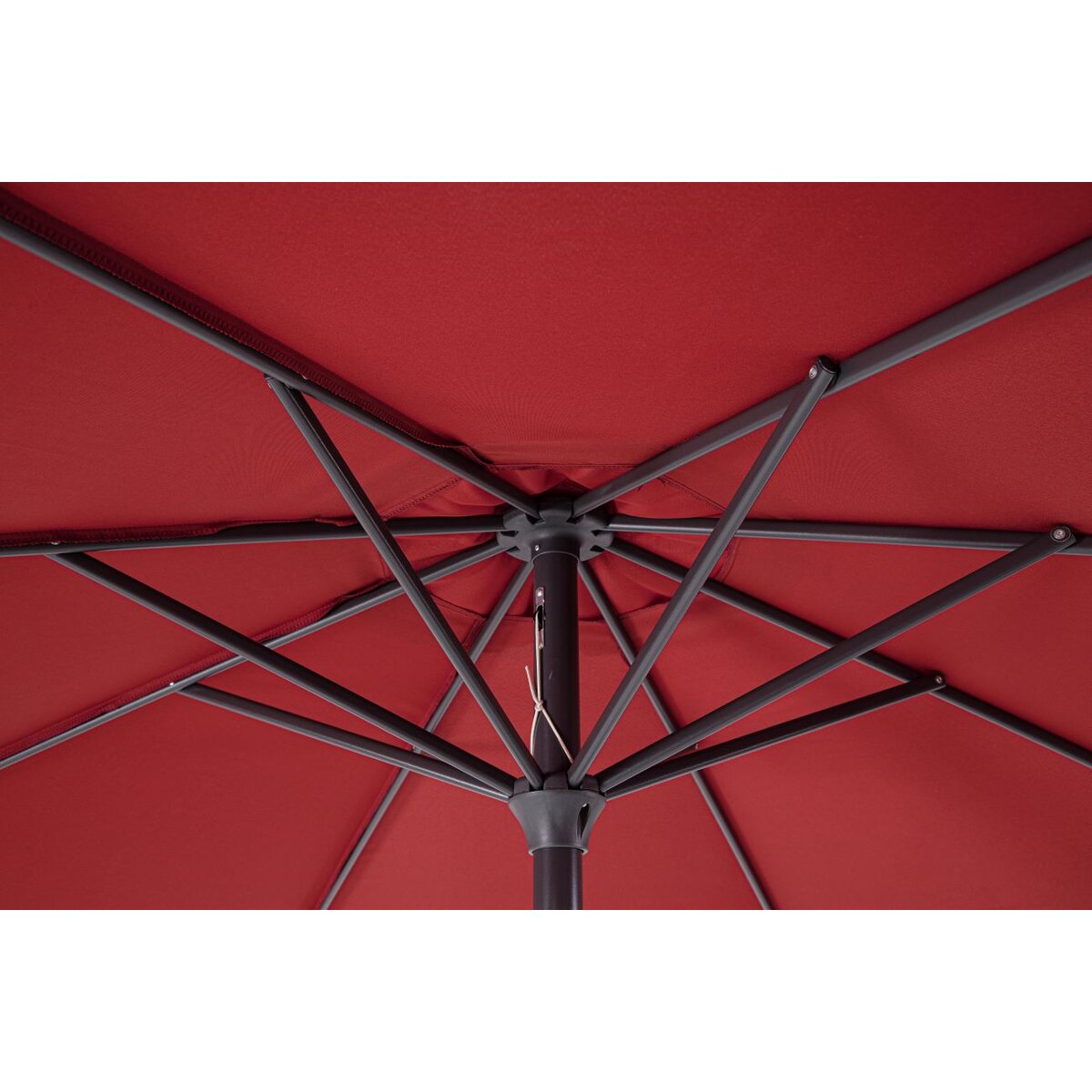 Sonnenschirm Kalife aus Aluminium, modern neigbar, Burgunder Rot, Ø 300 cm, mit winddichtem Kamin