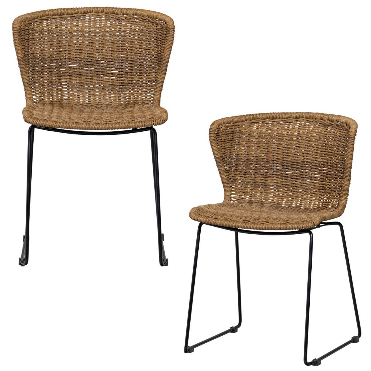 Gartenstuhl Wings aus Rattan-Seil, 2er-Set, Natur