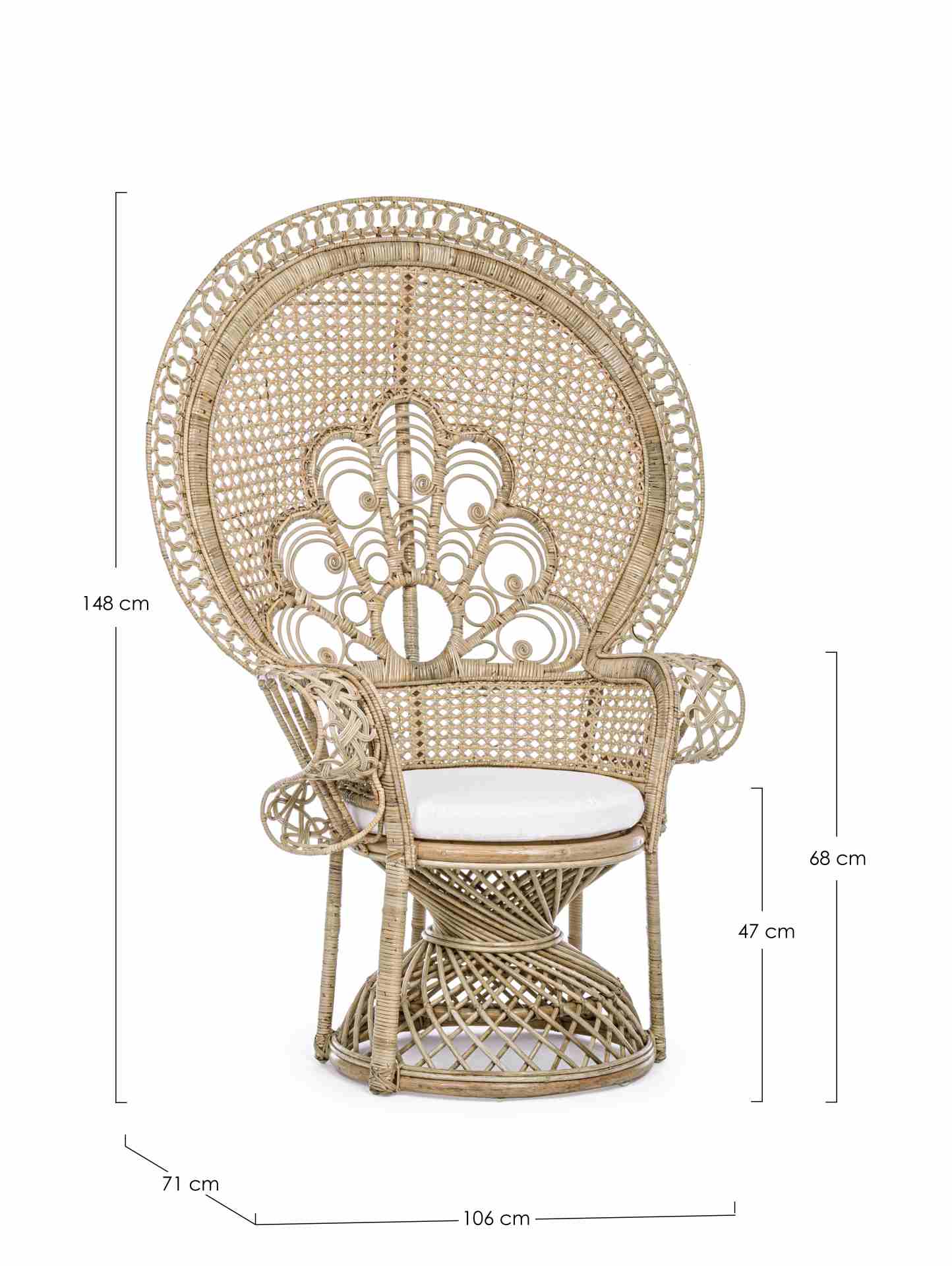 Sessel Peacock aus Rattan, Natur